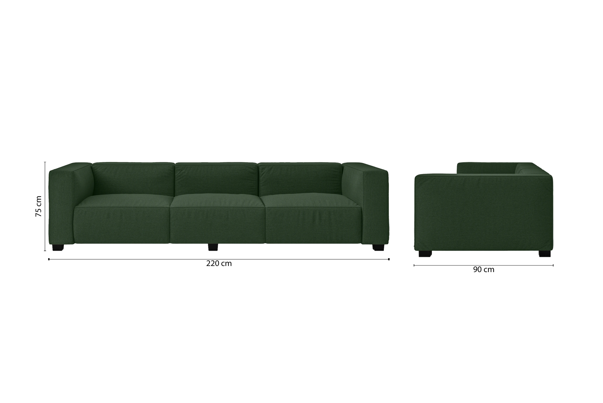 Taranto 3 Seater Sofa Forest Green Linen Fabric