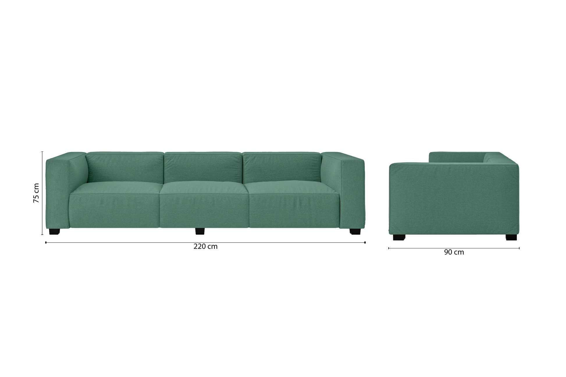 Taranto 3 Seater Sofa Mint Green Linen Fabric