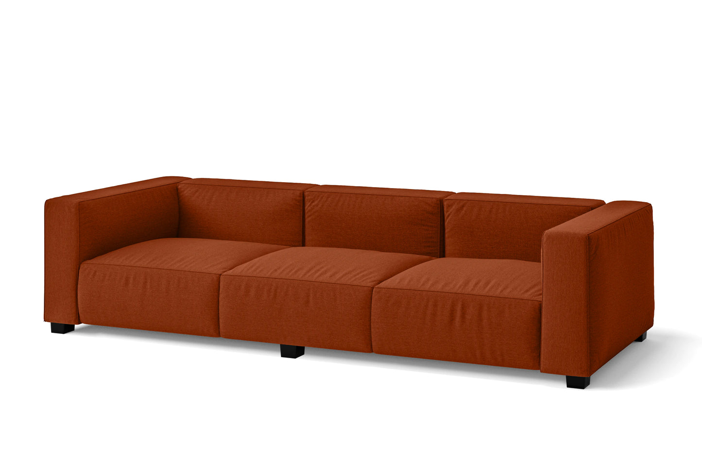 Taranto 3 Seater Sofa Orange Linen Fabric