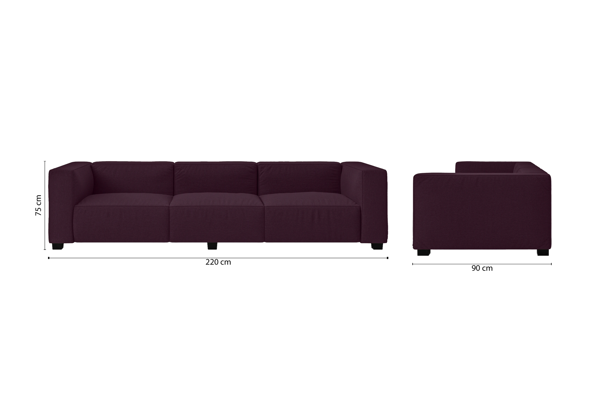 Taranto 3 Seater Sofa Purple Linen Fabric