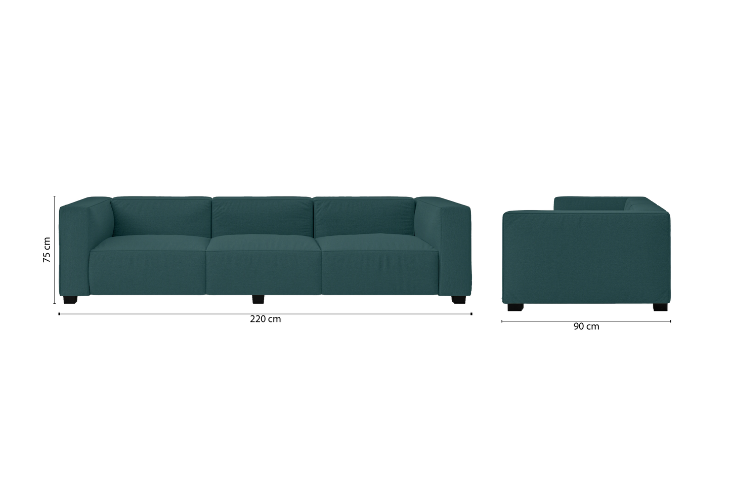 Taranto 3 Seater Sofa Teal Linen Fabric