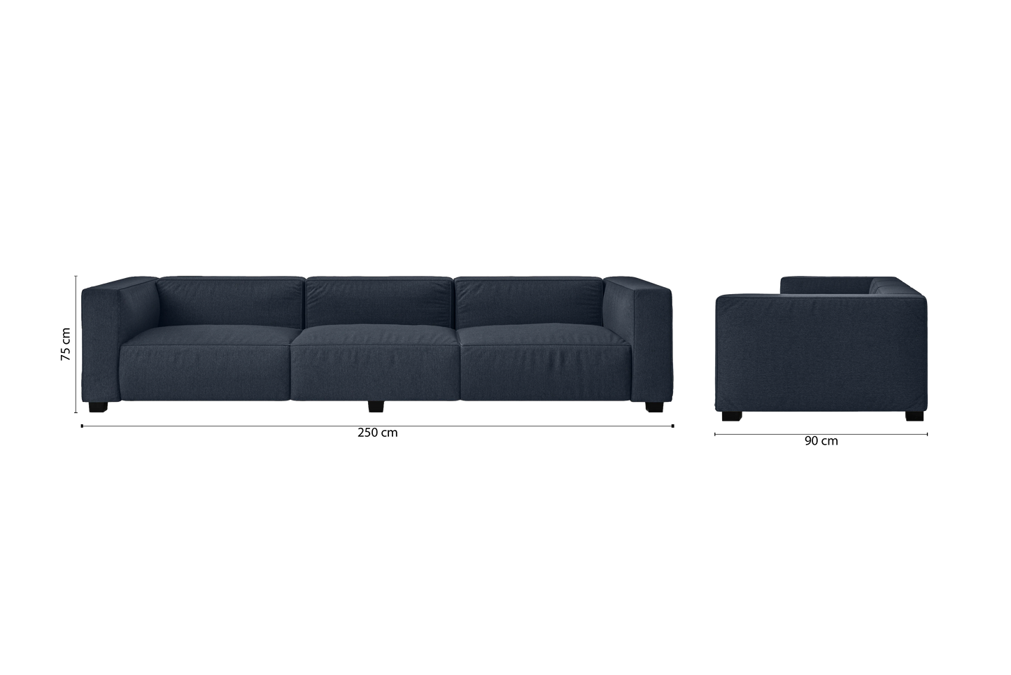 Taranto 4 Seater Sofa Dark Blue Linen Fabric