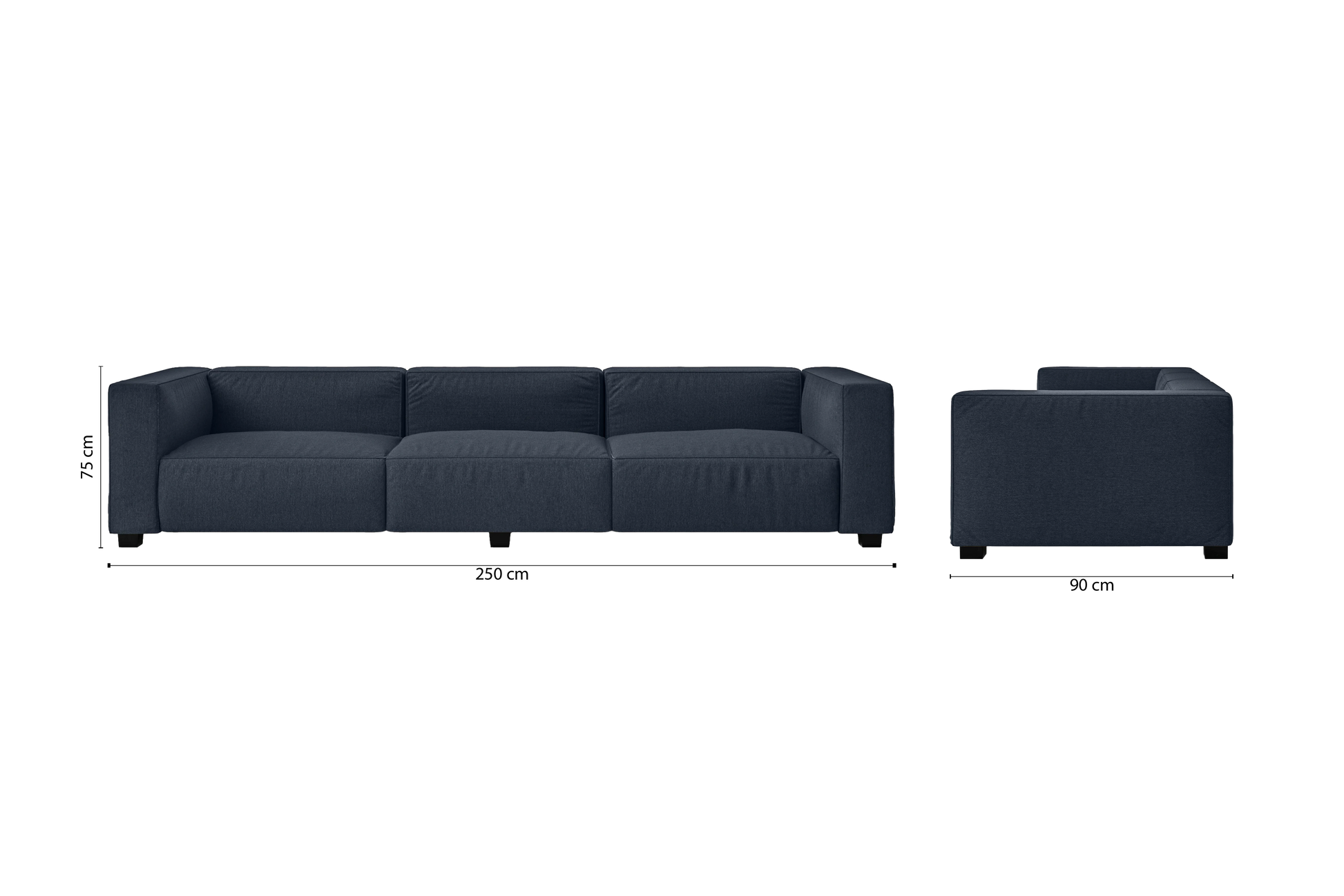 Taranto 4 Seater Sofa Dark Blue Linen Fabric