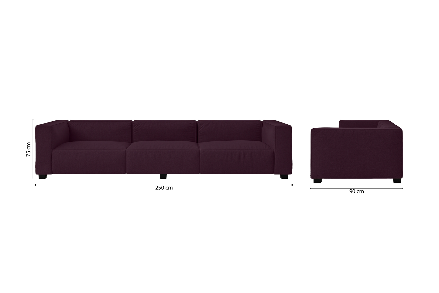 Taranto 4 Seater Sofa Purple Linen Fabric