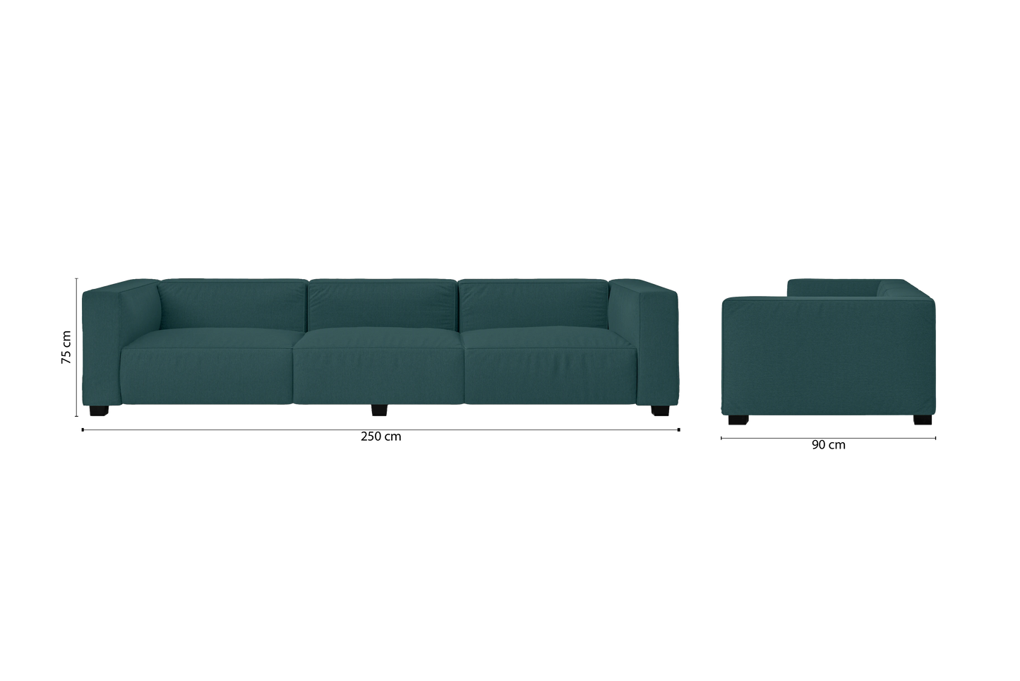 Taranto 4 Seater Sofa Teal Linen Fabric