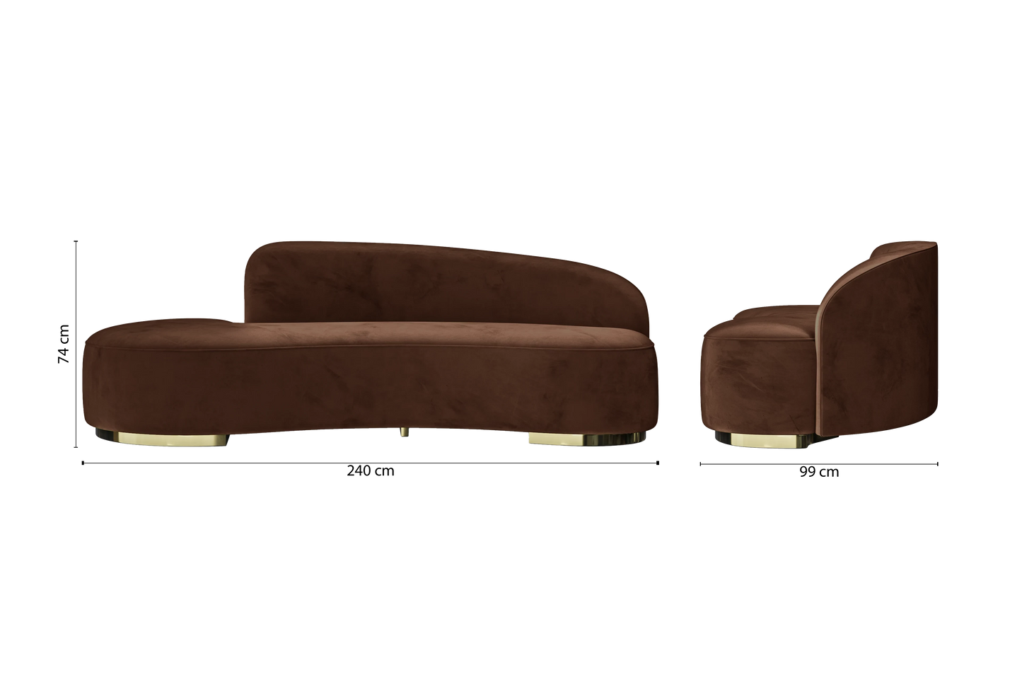 Teramo 3 Seater Sofa Coffee Brown Velvet