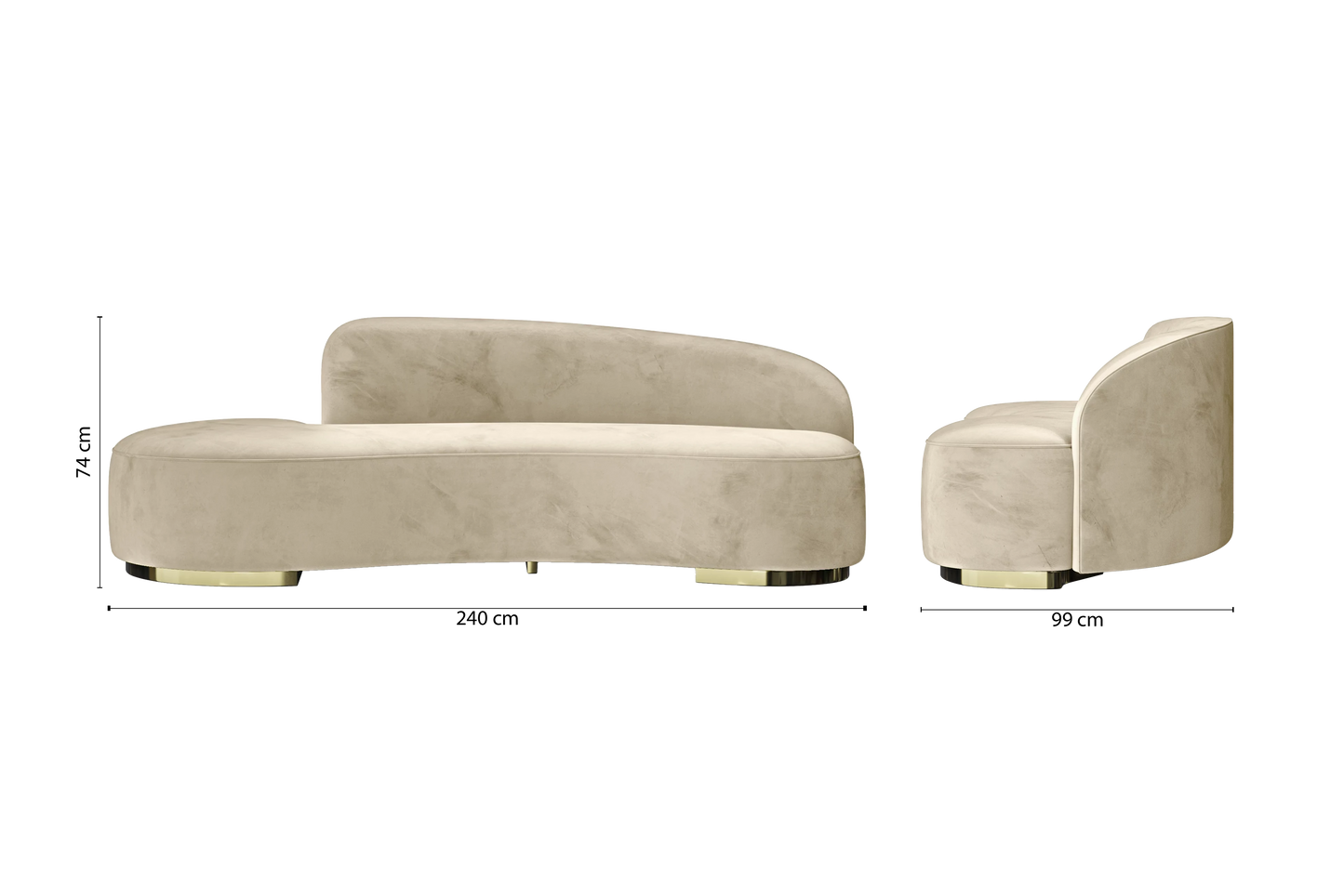 Teramo 3 Seater Sofa Cream Velvet