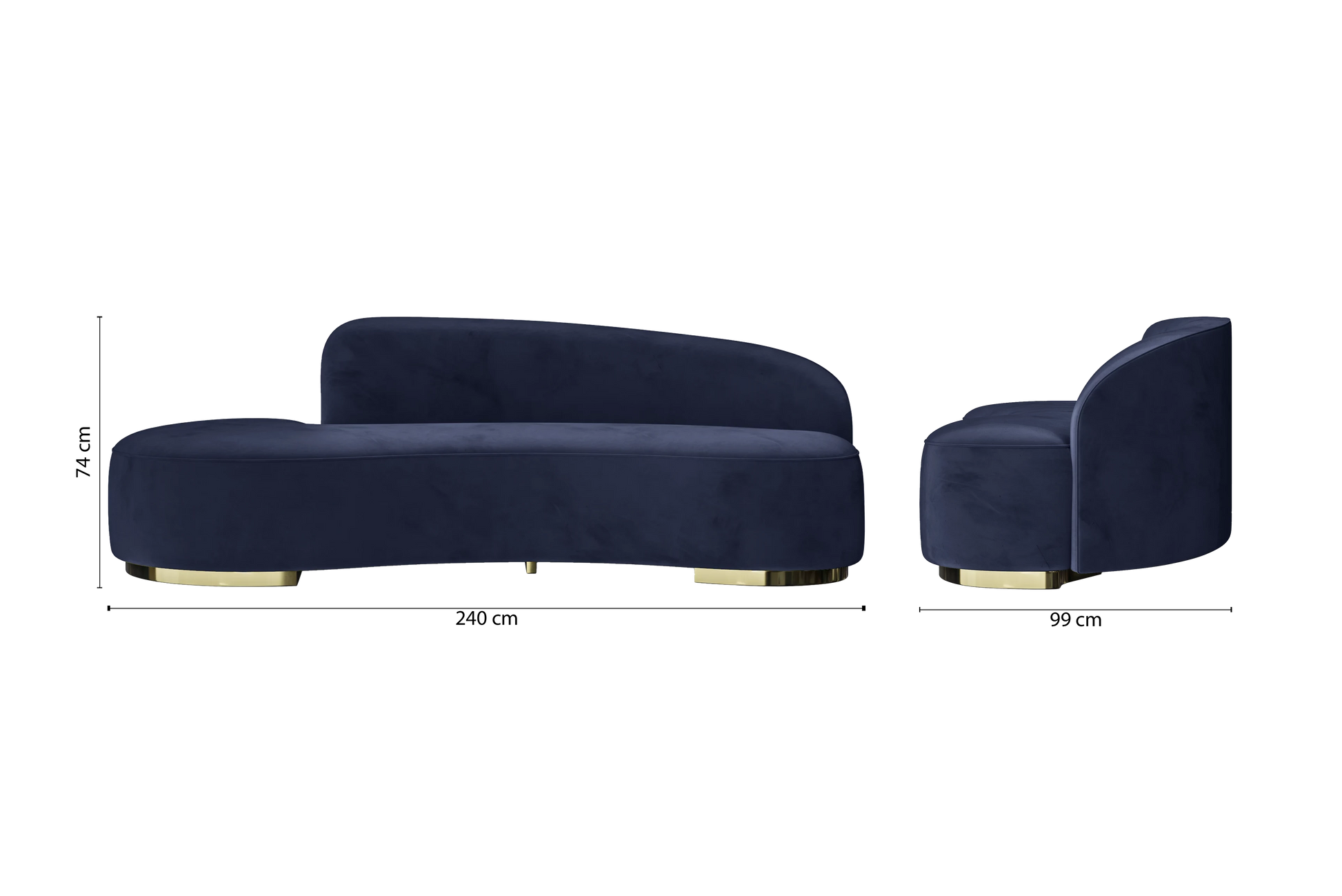 Teramo 3 Seater Sofa Dark Blue Velvet