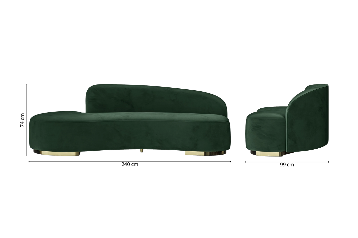 Teramo 3 Seater Sofa Green Velvet