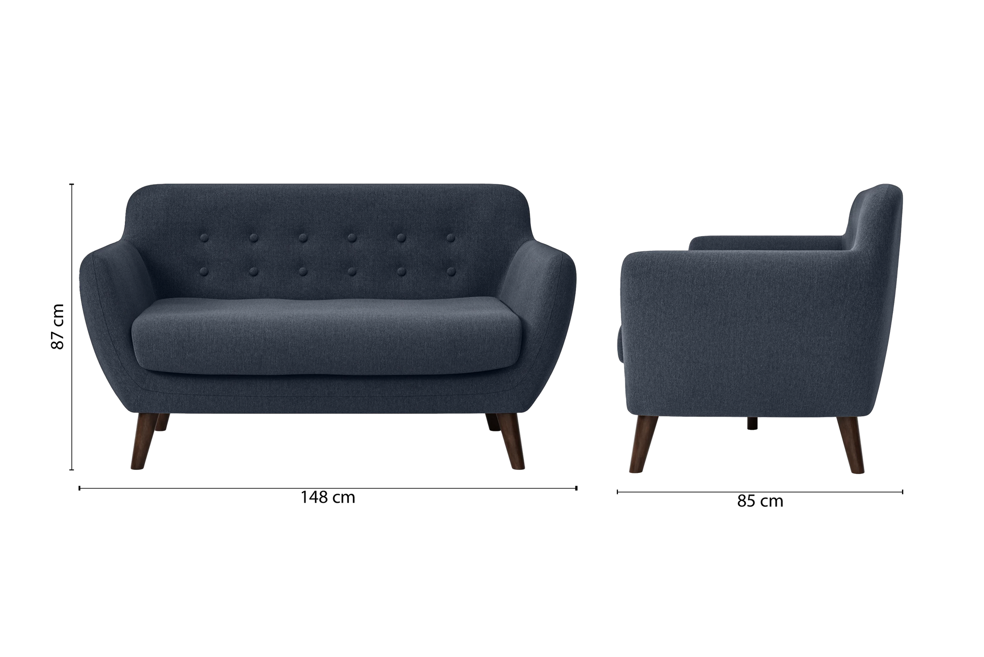 Terni 2 Seater Sofa Dark Blue Linen Fabric