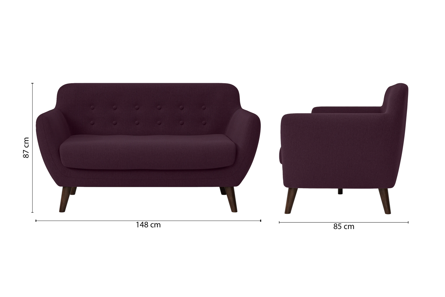 Terni 2 Seater Sofa Purple Linen Fabric