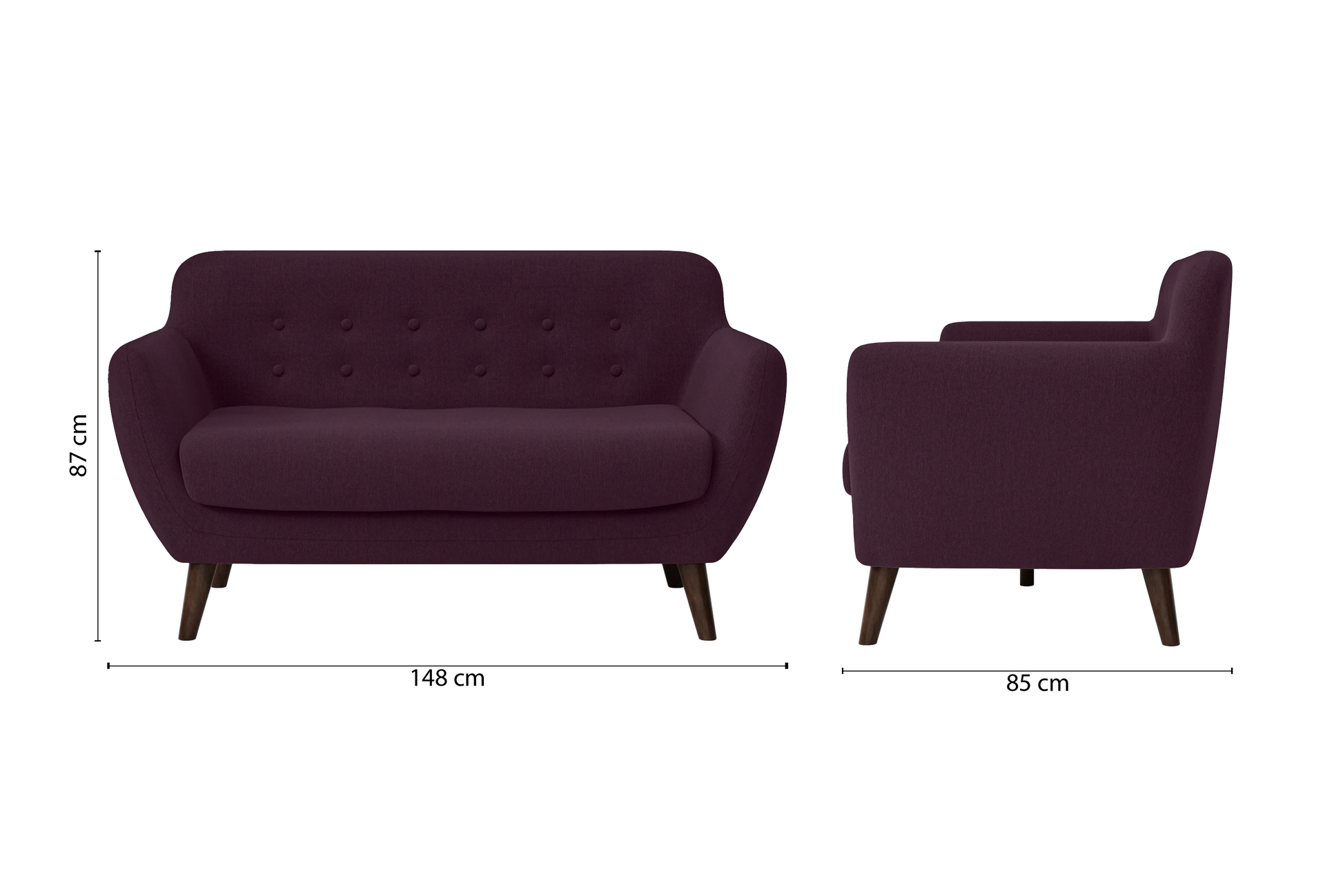 Terni 2 Seater Sofa Purple Linen Fabric