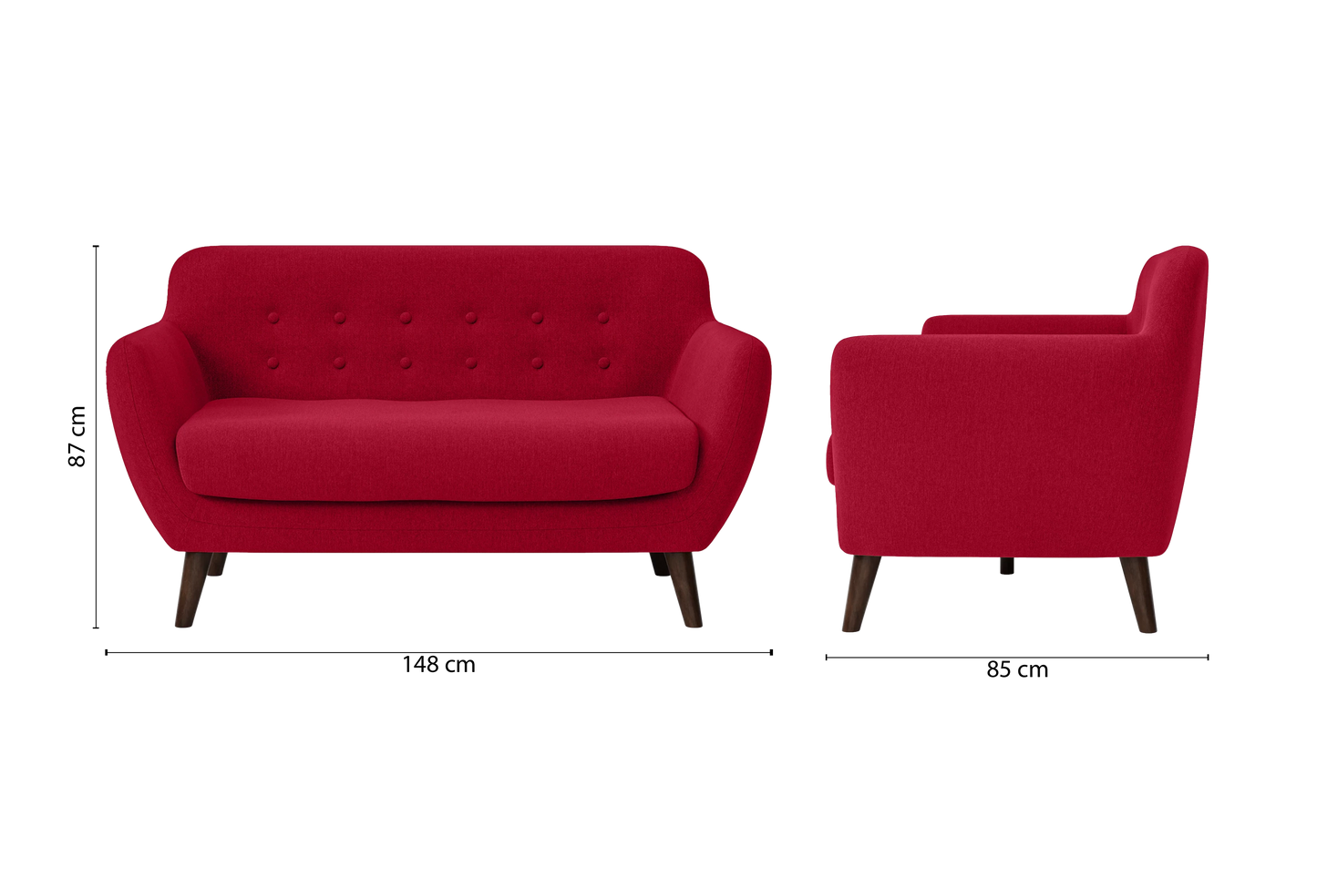 Terni 2 Seater Sofa Red Linen Fabric