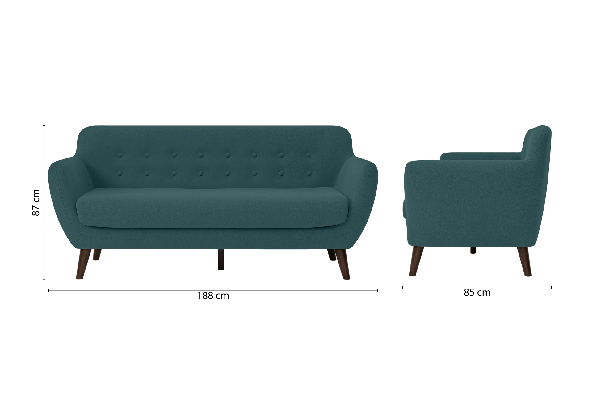 Terni 3 Seater Sofa Teal Linen Fabric