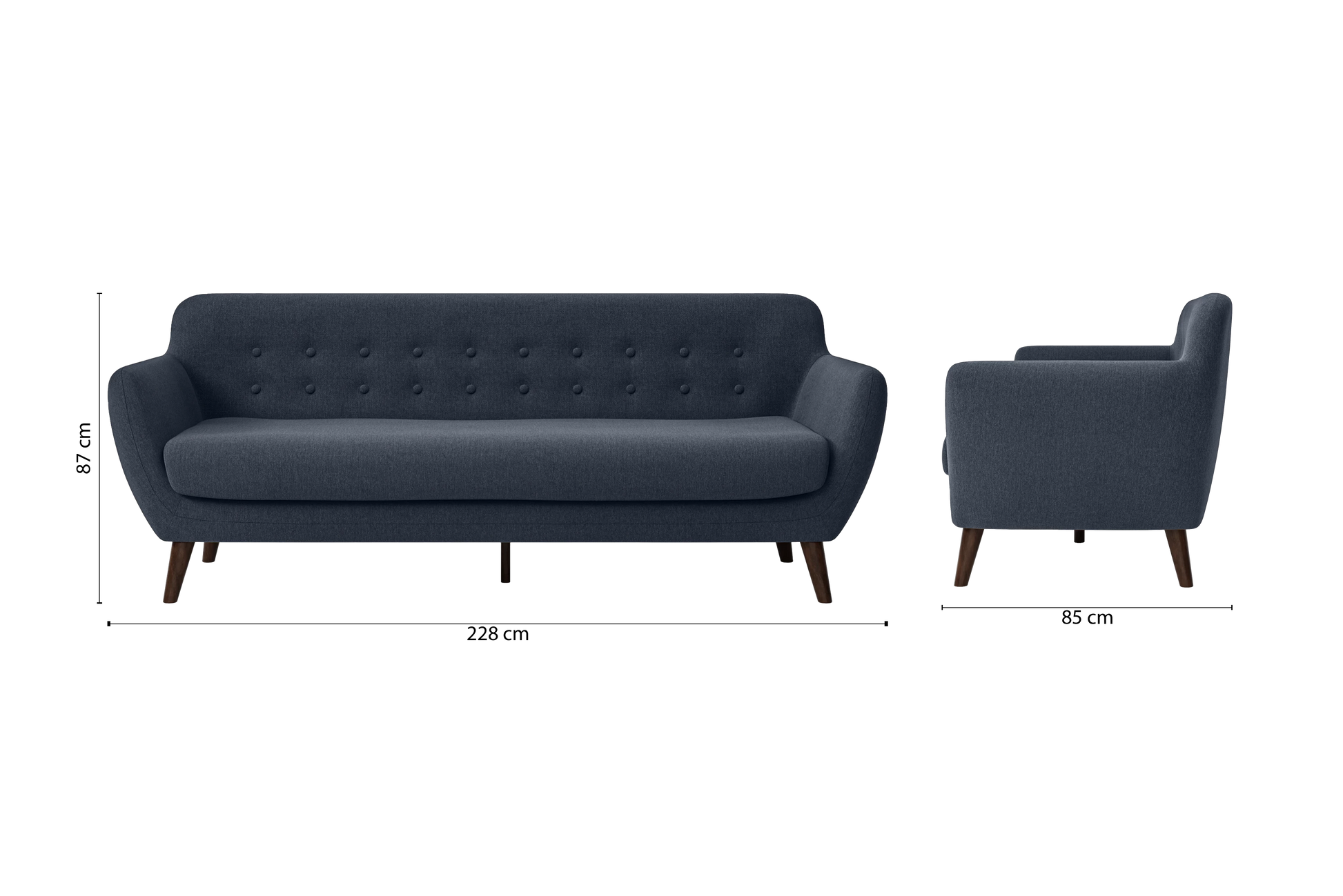 Terni 4 Seater Sofa Dark Blue Linen Fabric