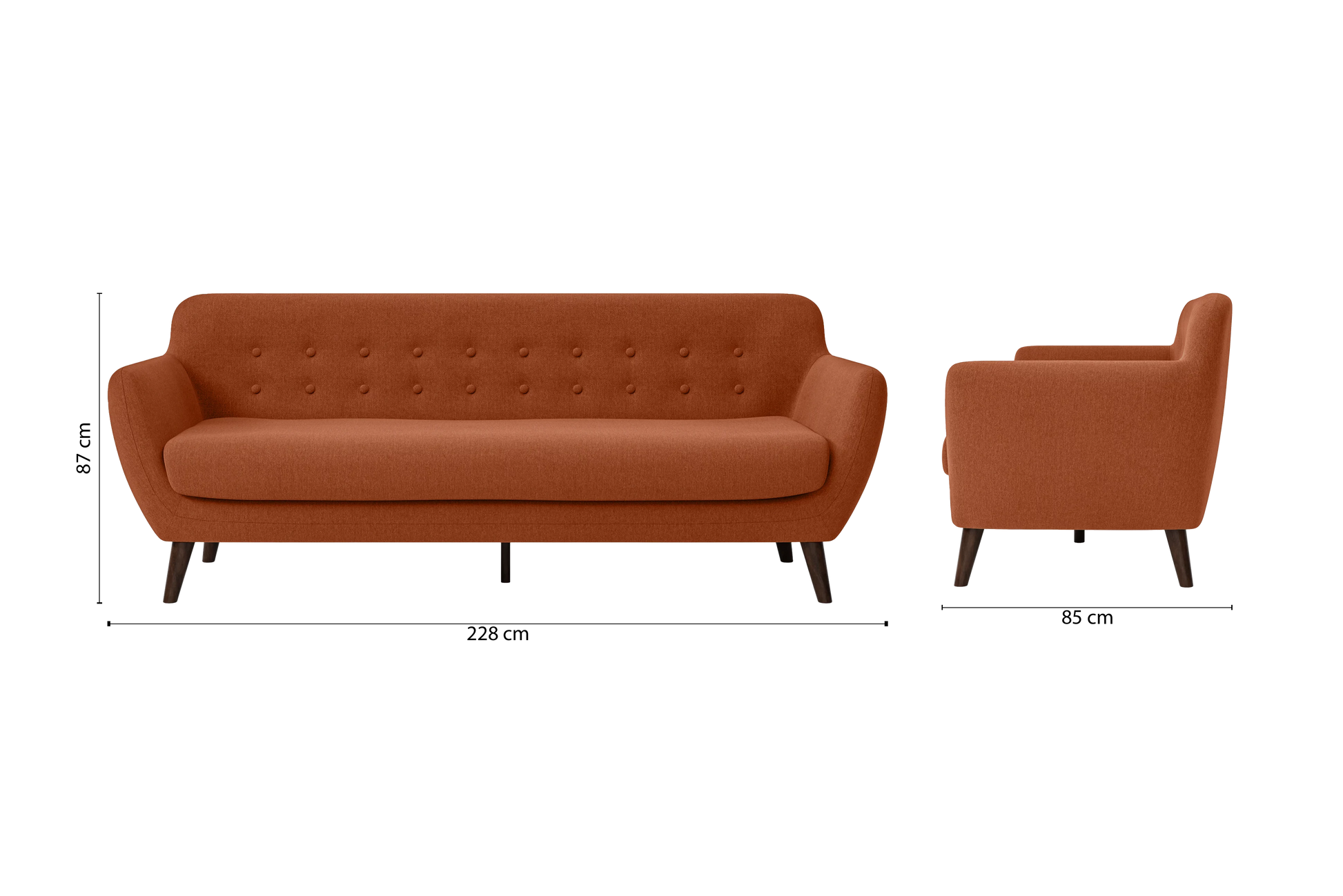 Terni 4 Seater Sofa Orange Linen Fabric