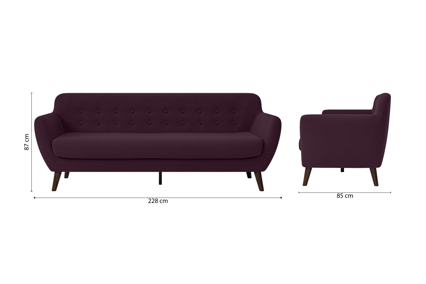 Terni 4 Seater Sofa Purple Linen Fabric