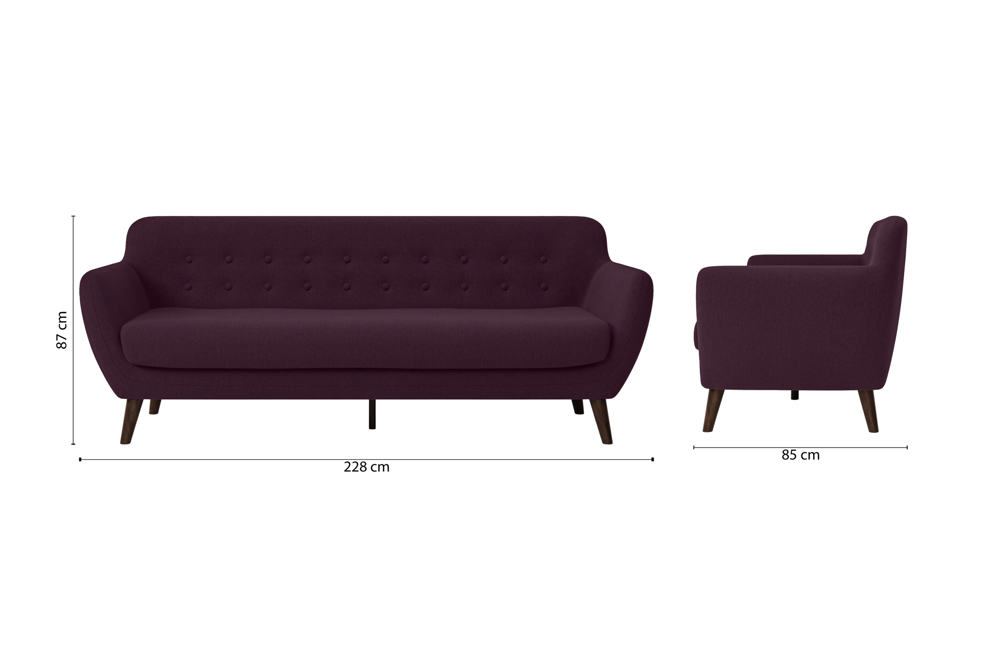 Terni 4 Seater Sofa Purple Linen Fabric