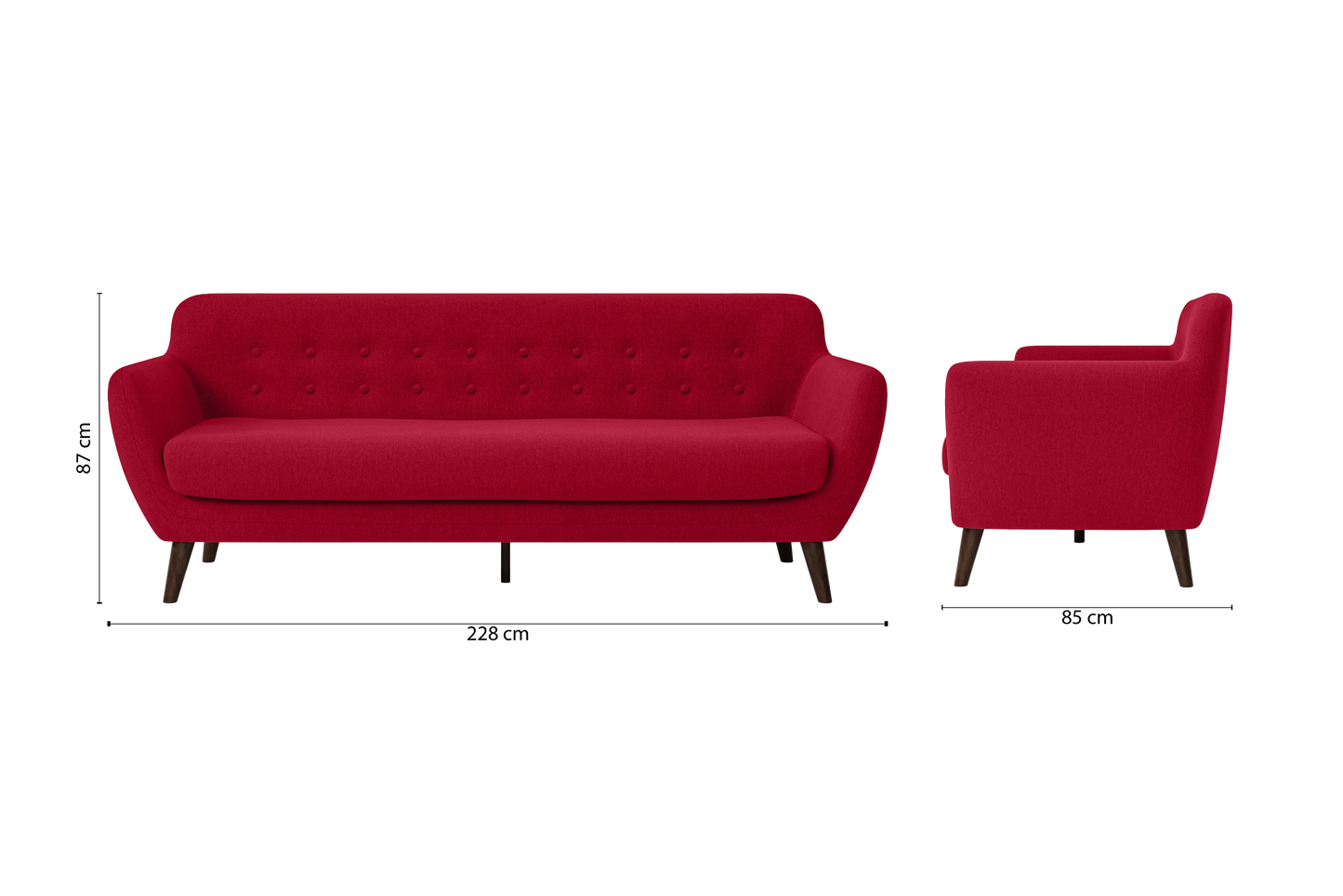 Terni 4 Seater Sofa Red Linen Fabric