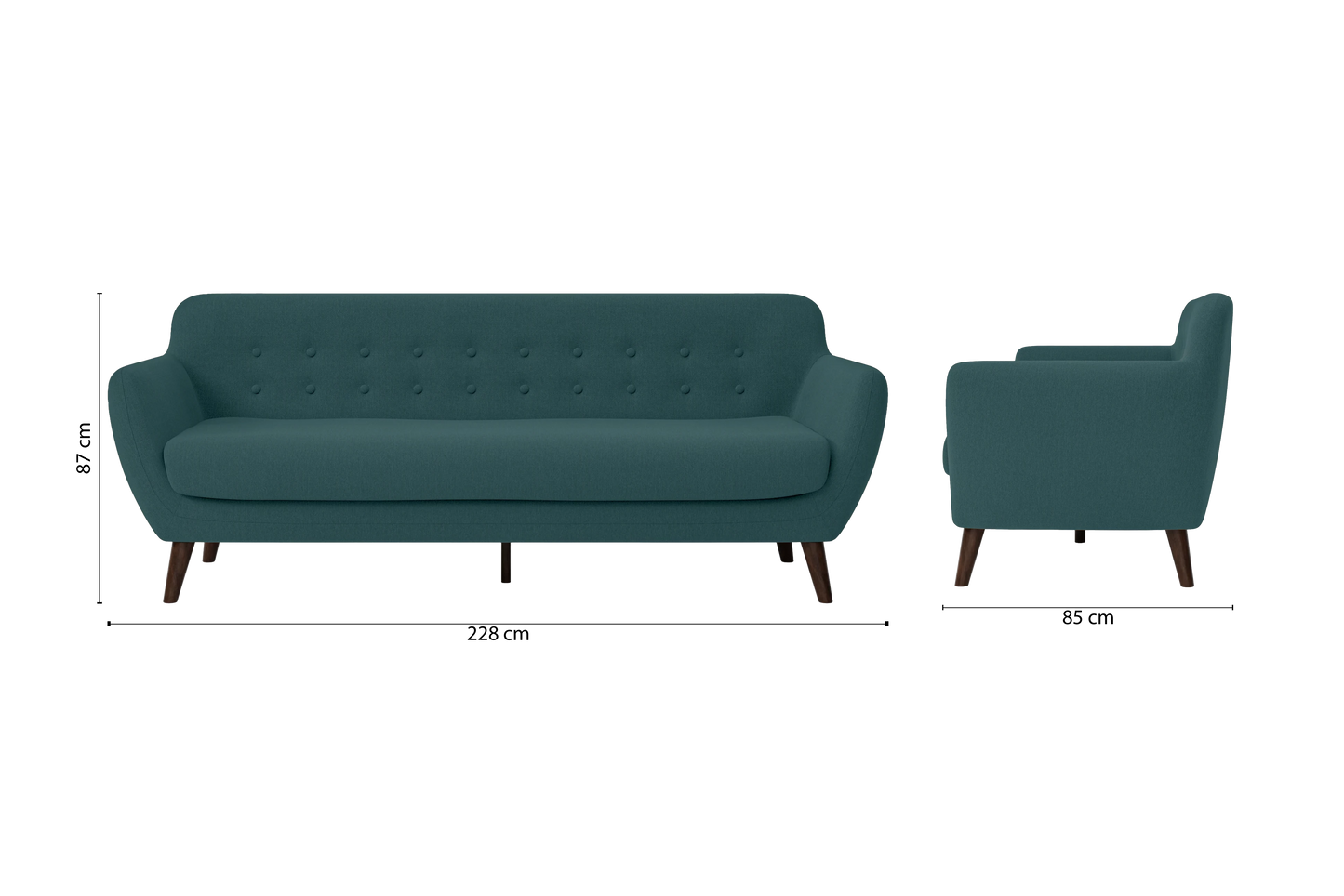 Terni 4 Seater Sofa Teal Linen Fabric