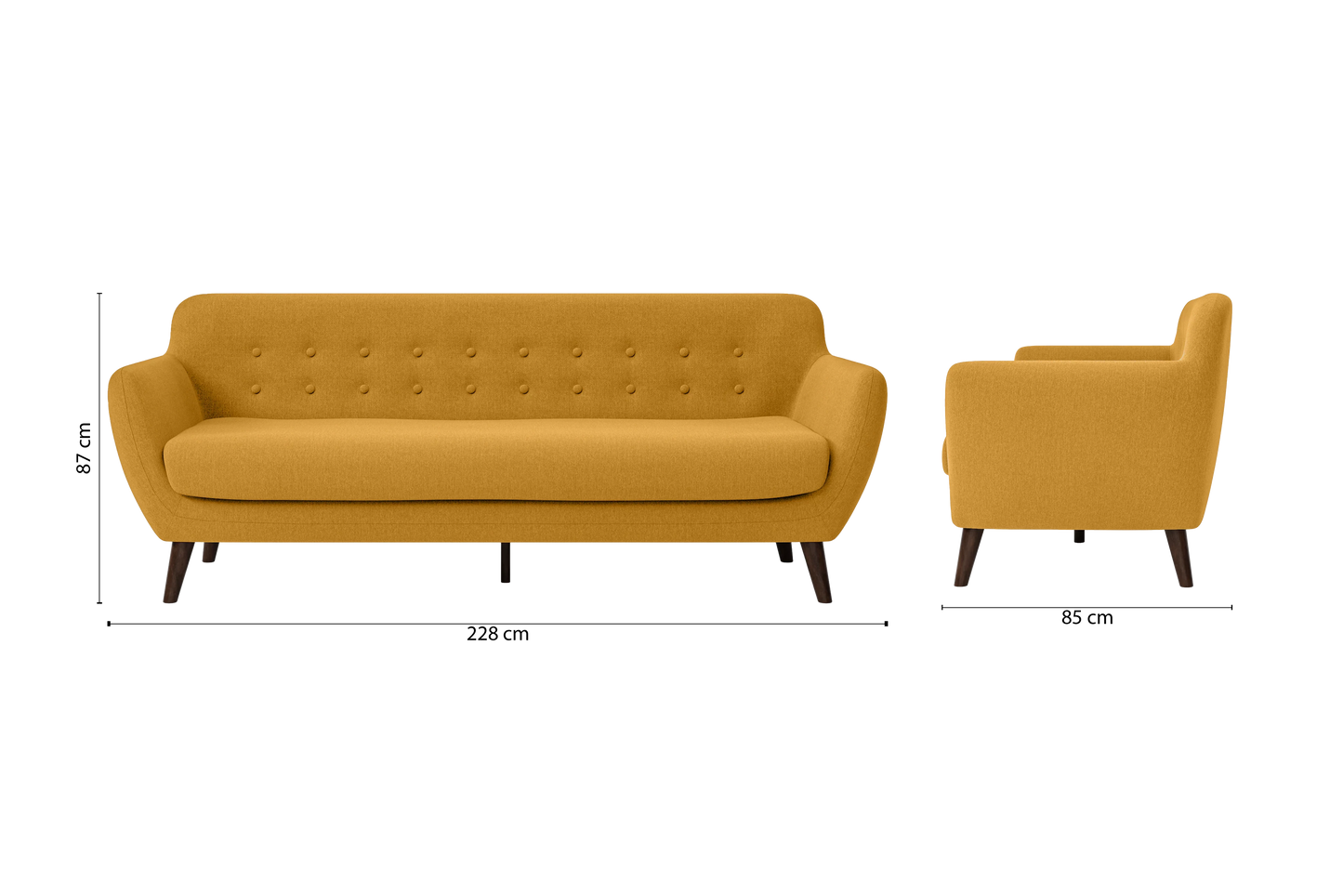 Terni 4 Seater Sofa Yellow Linen Fabric