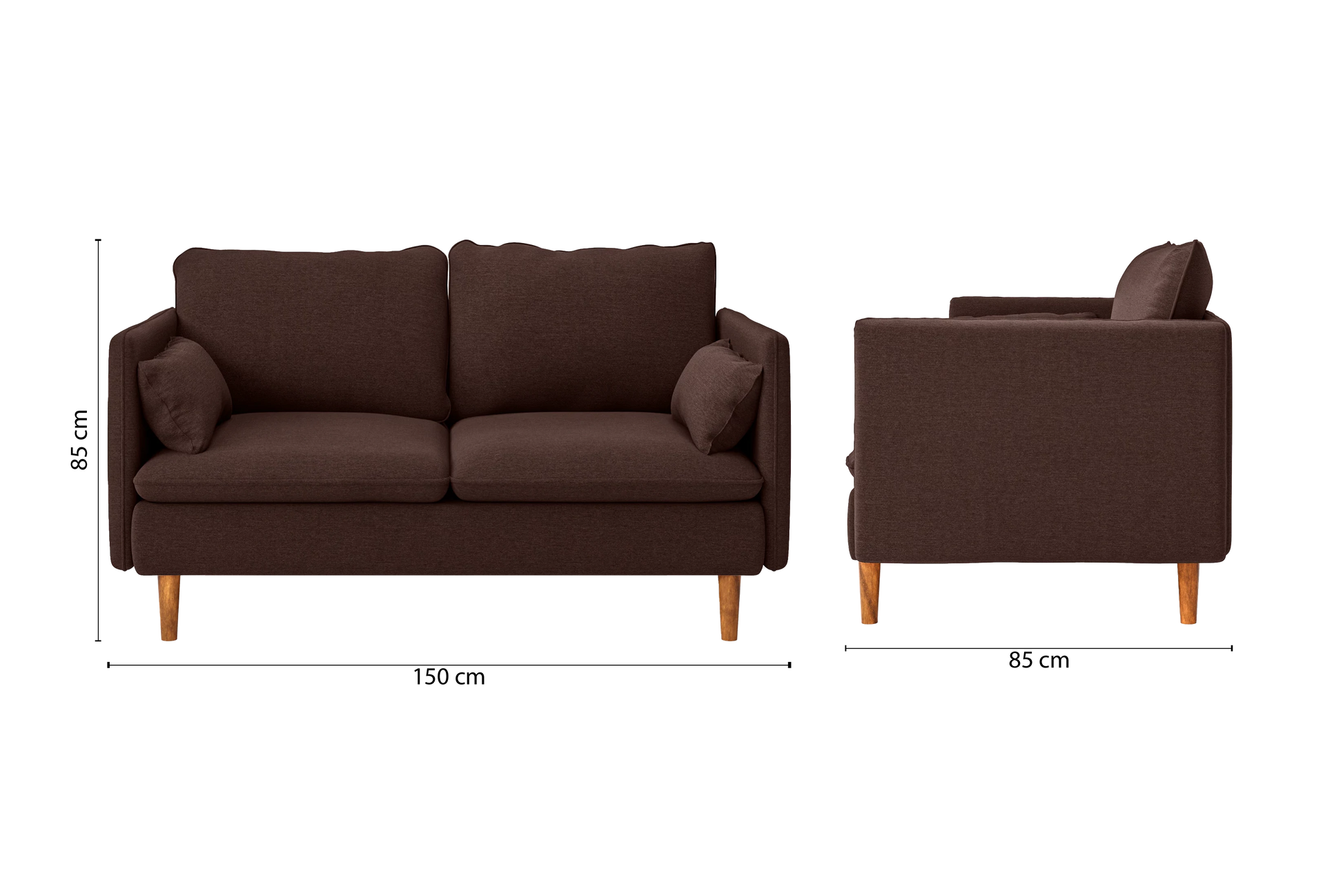 Tirreni 2 Seater Sofa Coffee Brown Linen Fabric