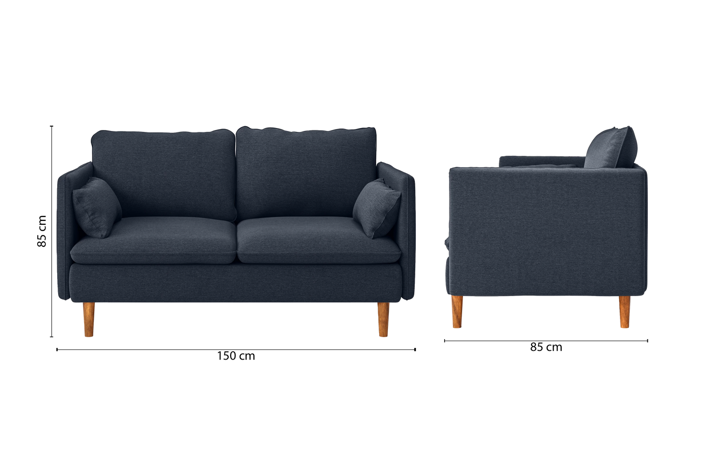 Tirreni 2 Seater Sofa Dark Blue Linen Fabric