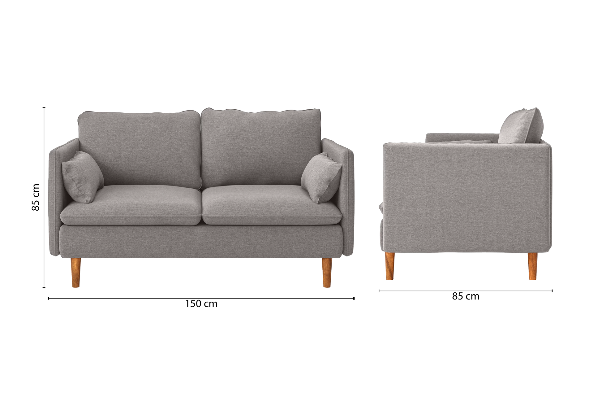 Tirreni 2 Seater Sofa Grey Linen Fabric