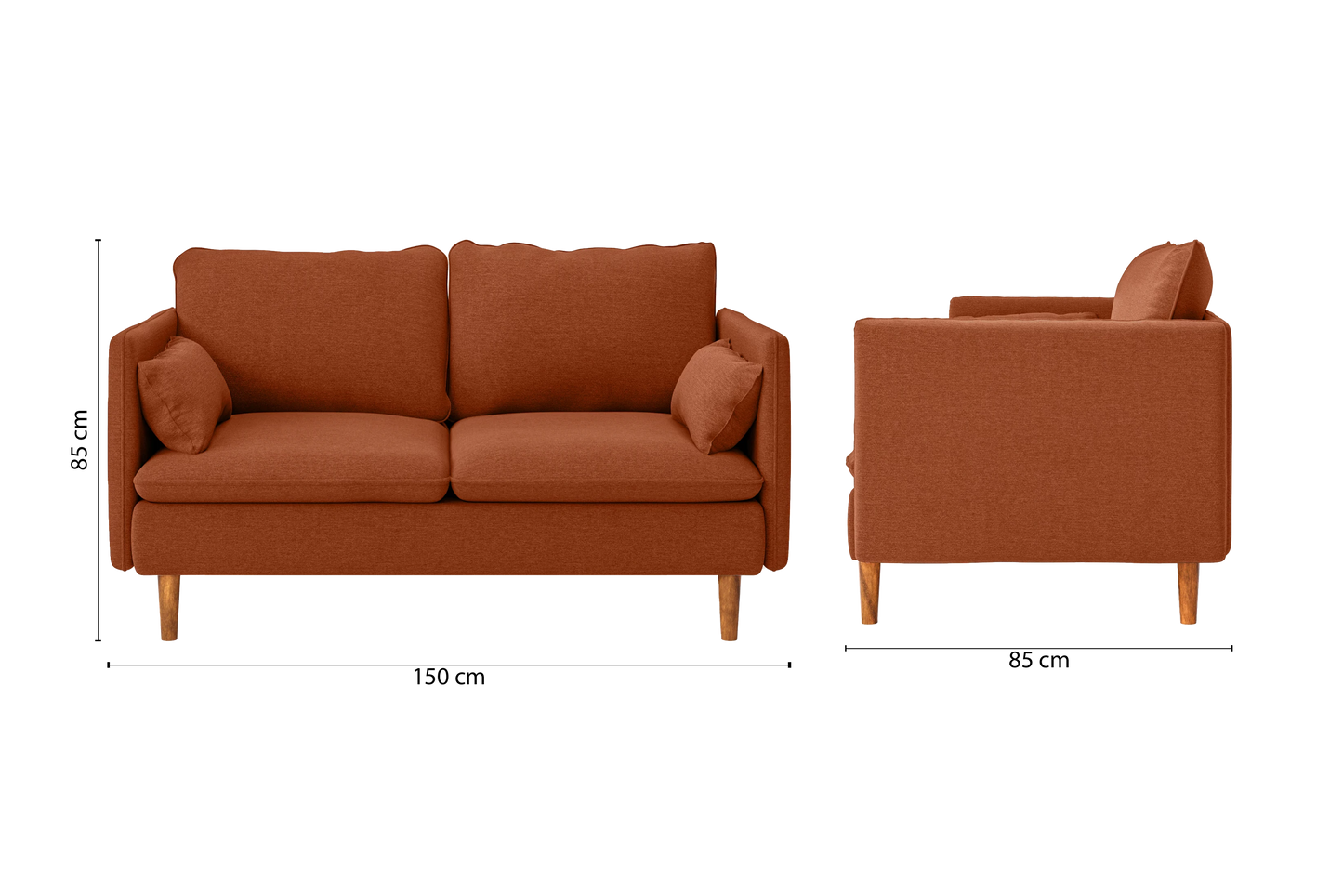 Tirreni 2 Seater Sofa Orange Linen Fabric