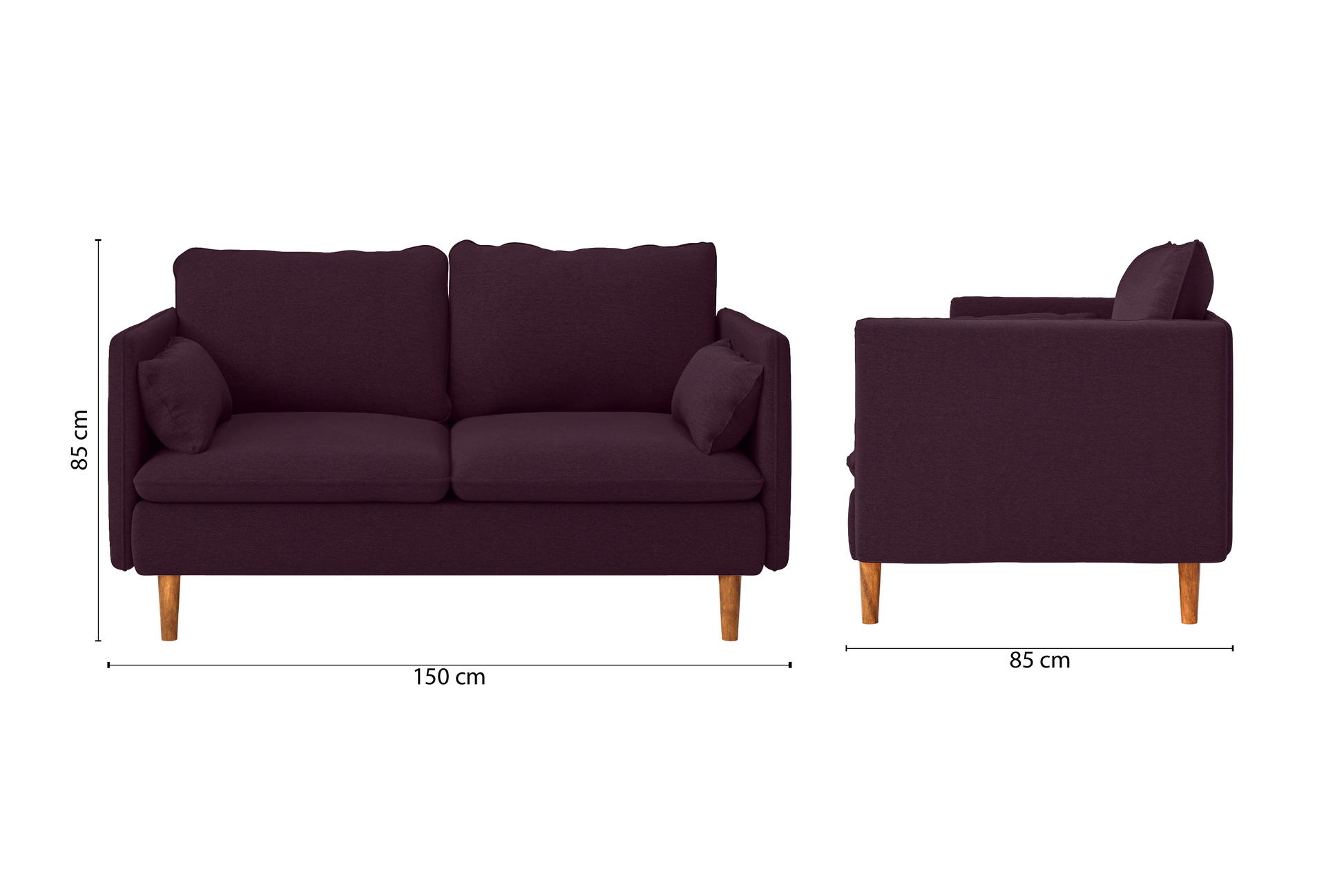 Tirreni 2 Seater Sofa Purple Linen Fabric