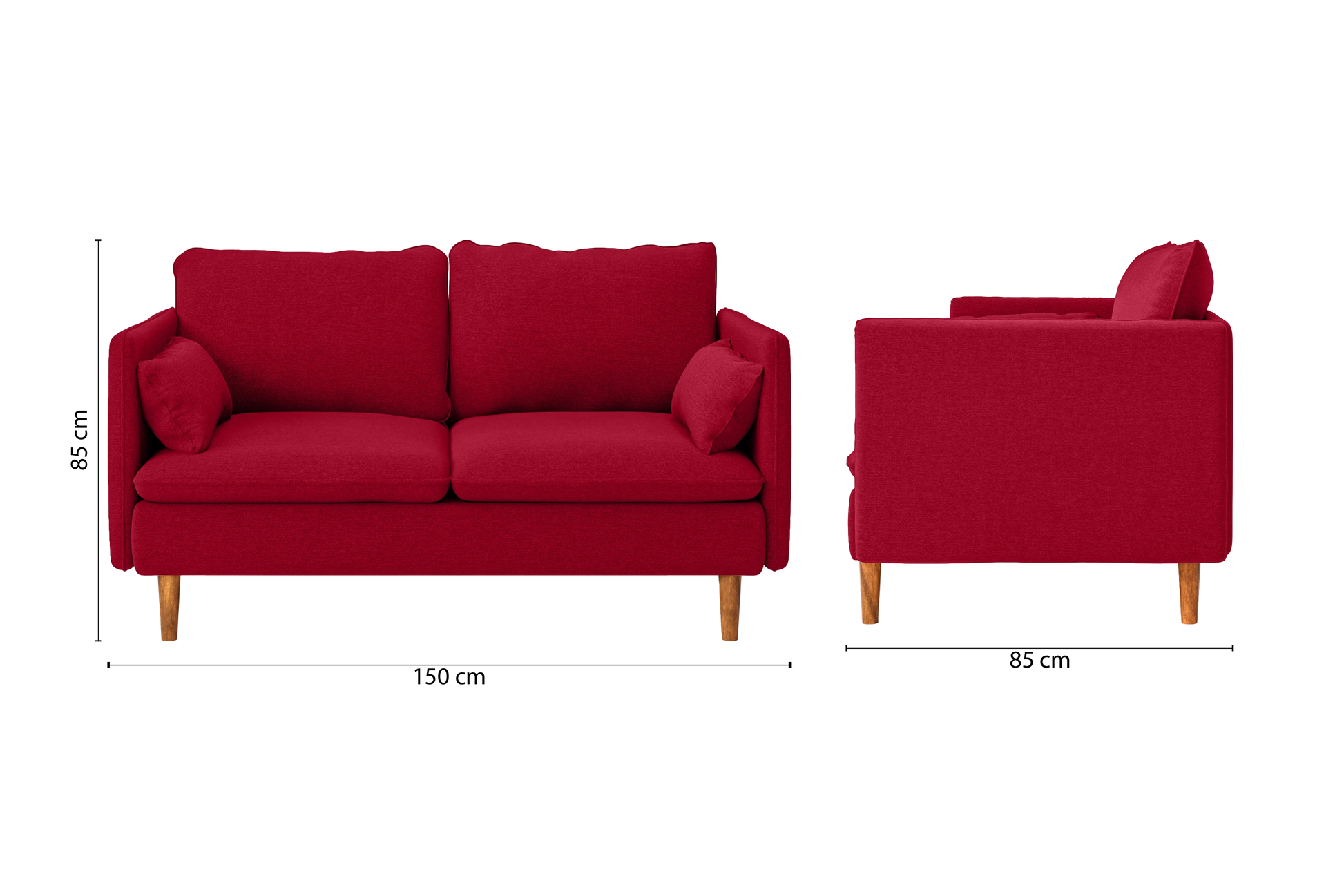 Tirreni 2 Seater Sofa Red Linen Fabric