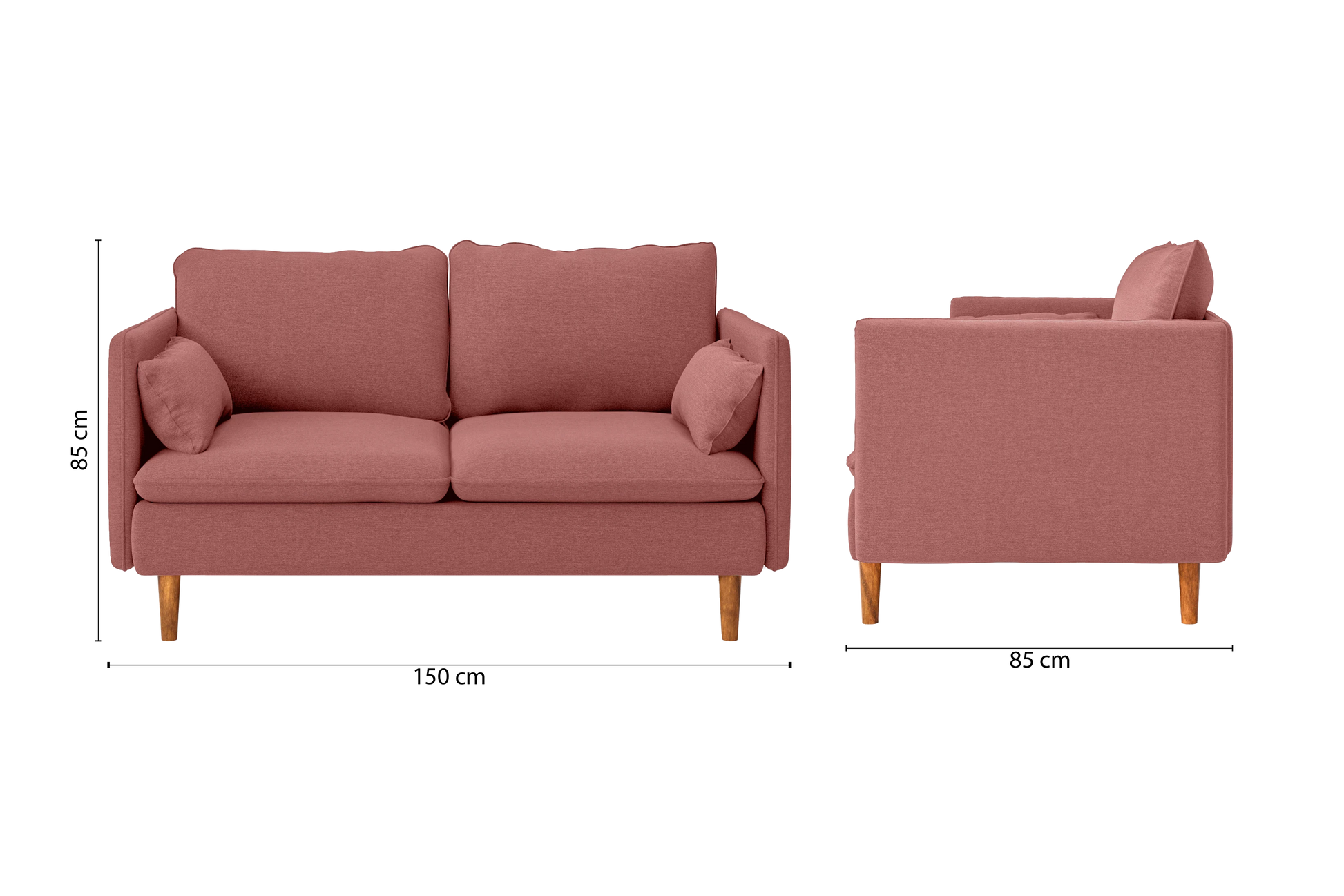 Tirreni 2 Seater Sofa Rose Pink Linen Fabric