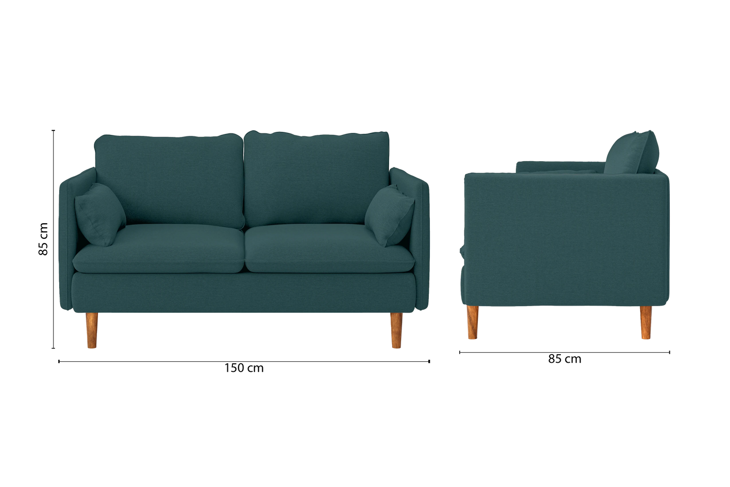 Tirreni 2 Seater Sofa Teal Linen Fabric