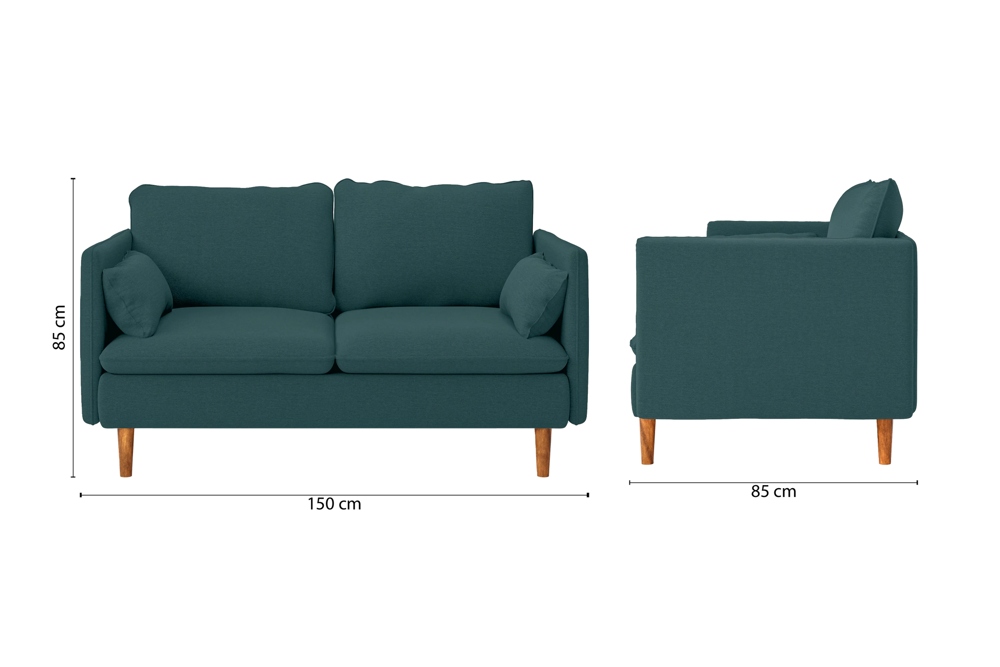 Tirreni 2 Seater Sofa Teal Linen Fabric