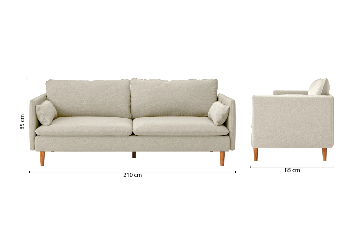 Tirreni 3 Seater Sofa Cream Linen Fabric