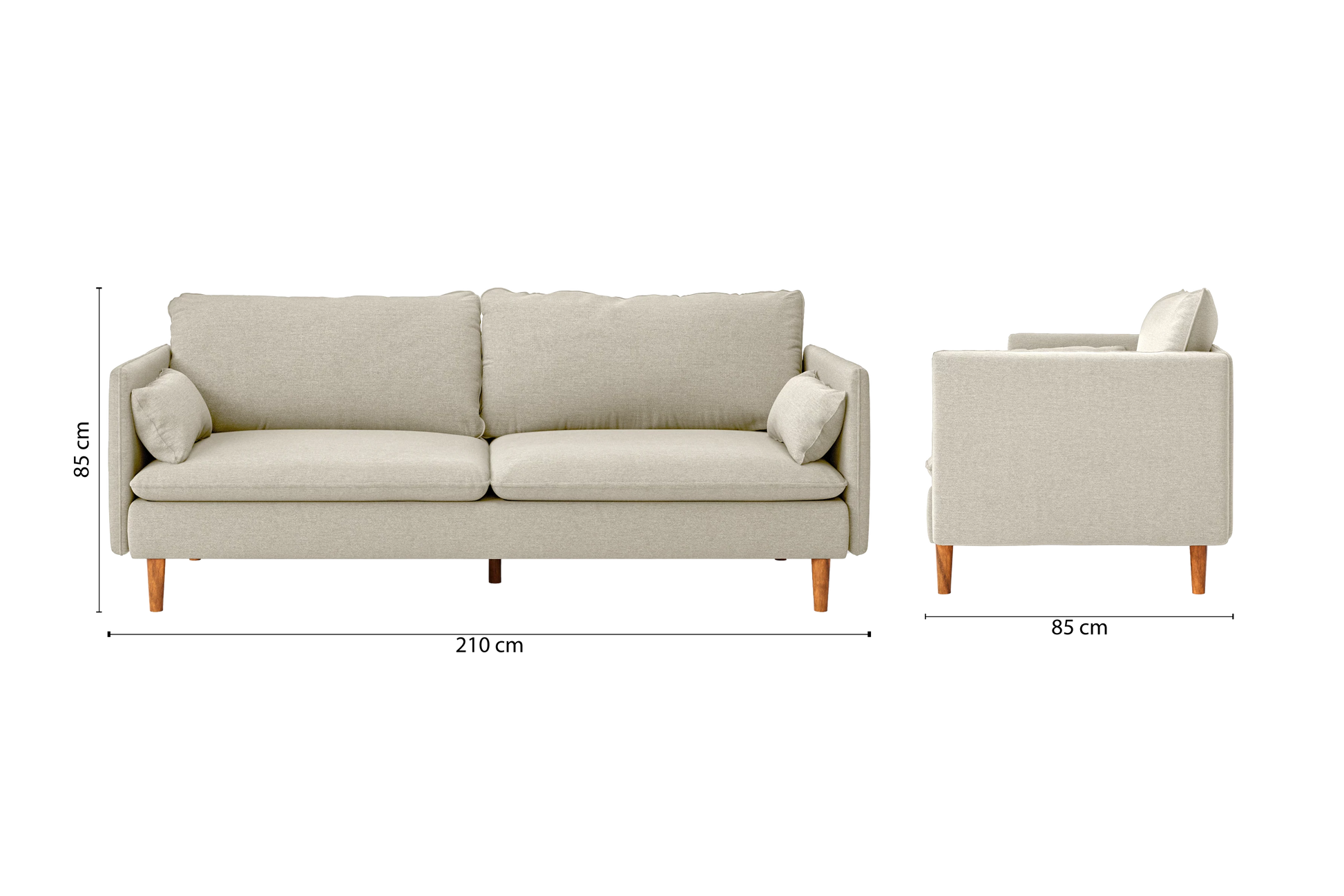 Tirreni 3 Seater Sofa Cream Linen Fabric