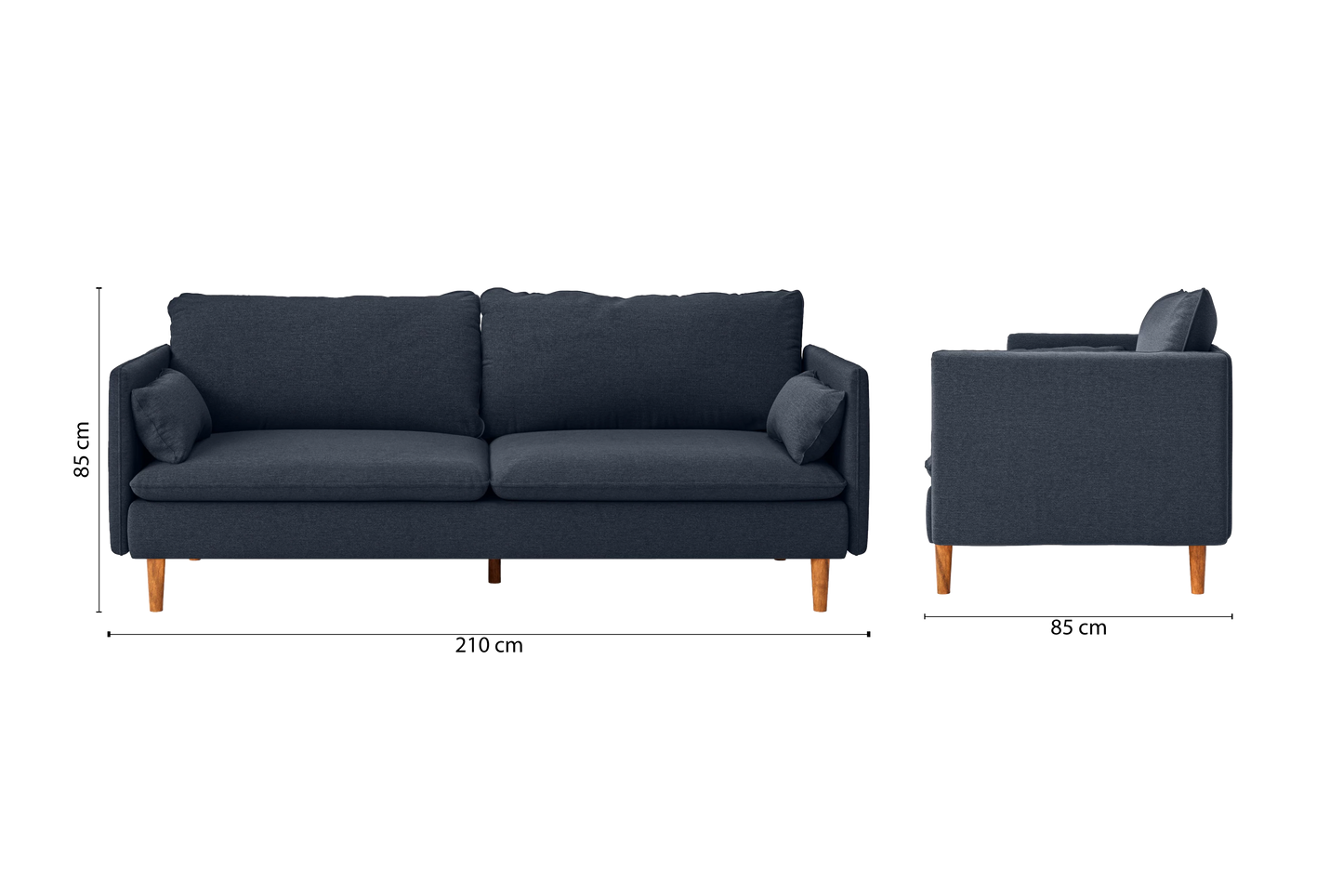 Tirreni 3 Seater Sofa Dark Blue Linen Fabric