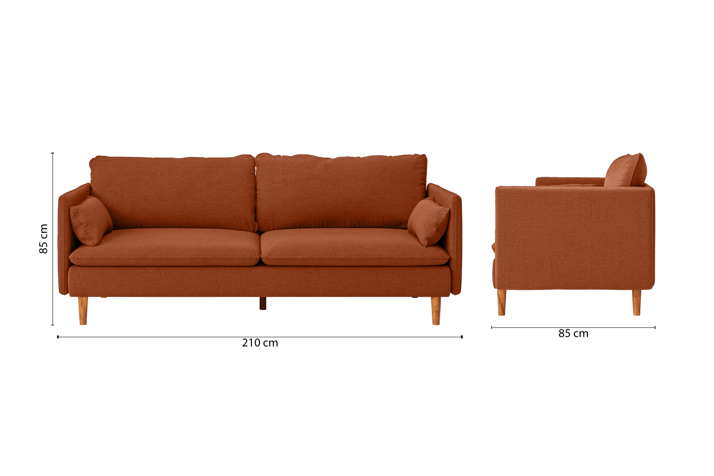 Tirreni 3 Seater Sofa Orange Linen Fabric