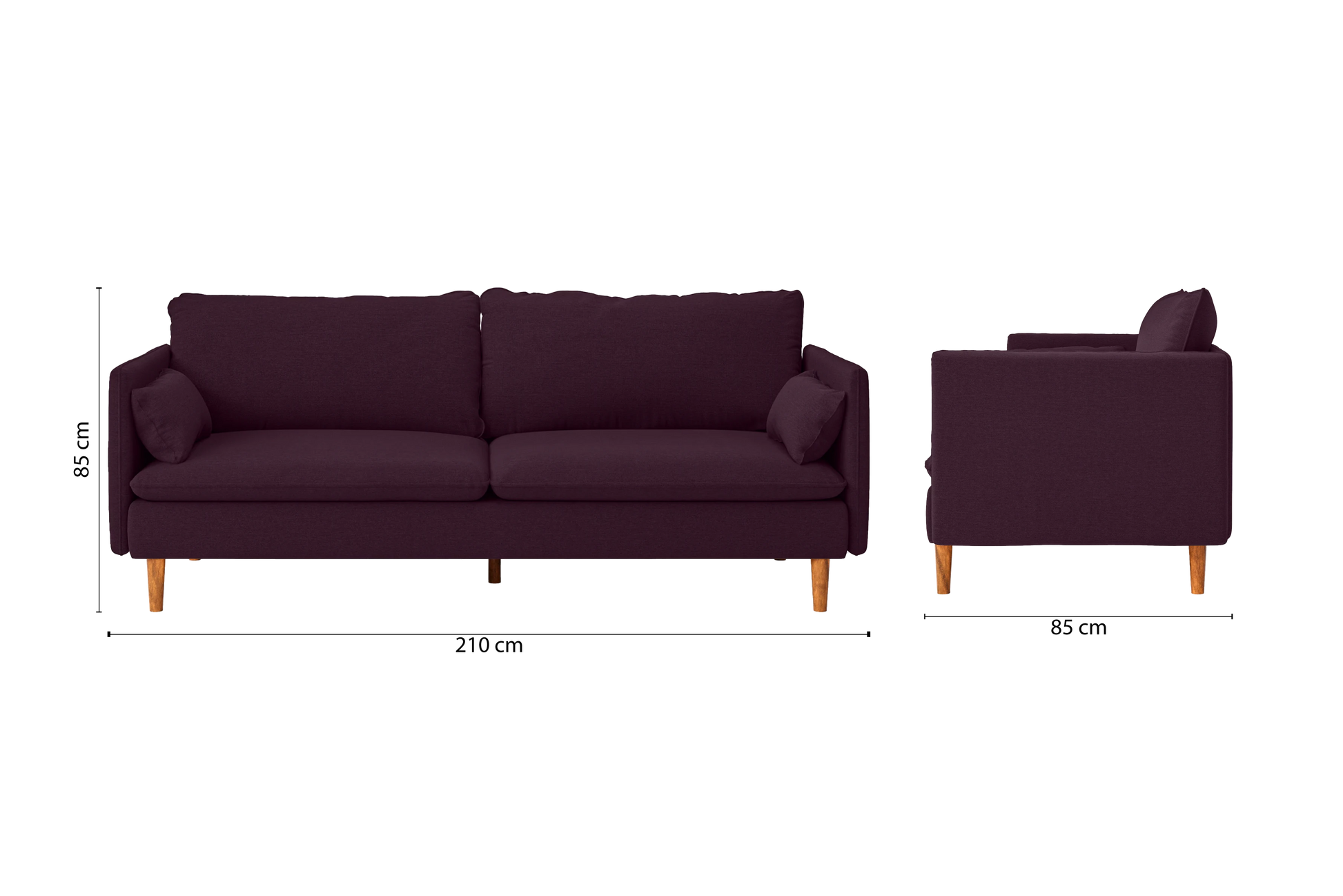 Tirreni 3 Seater Sofa Purple Linen Fabric