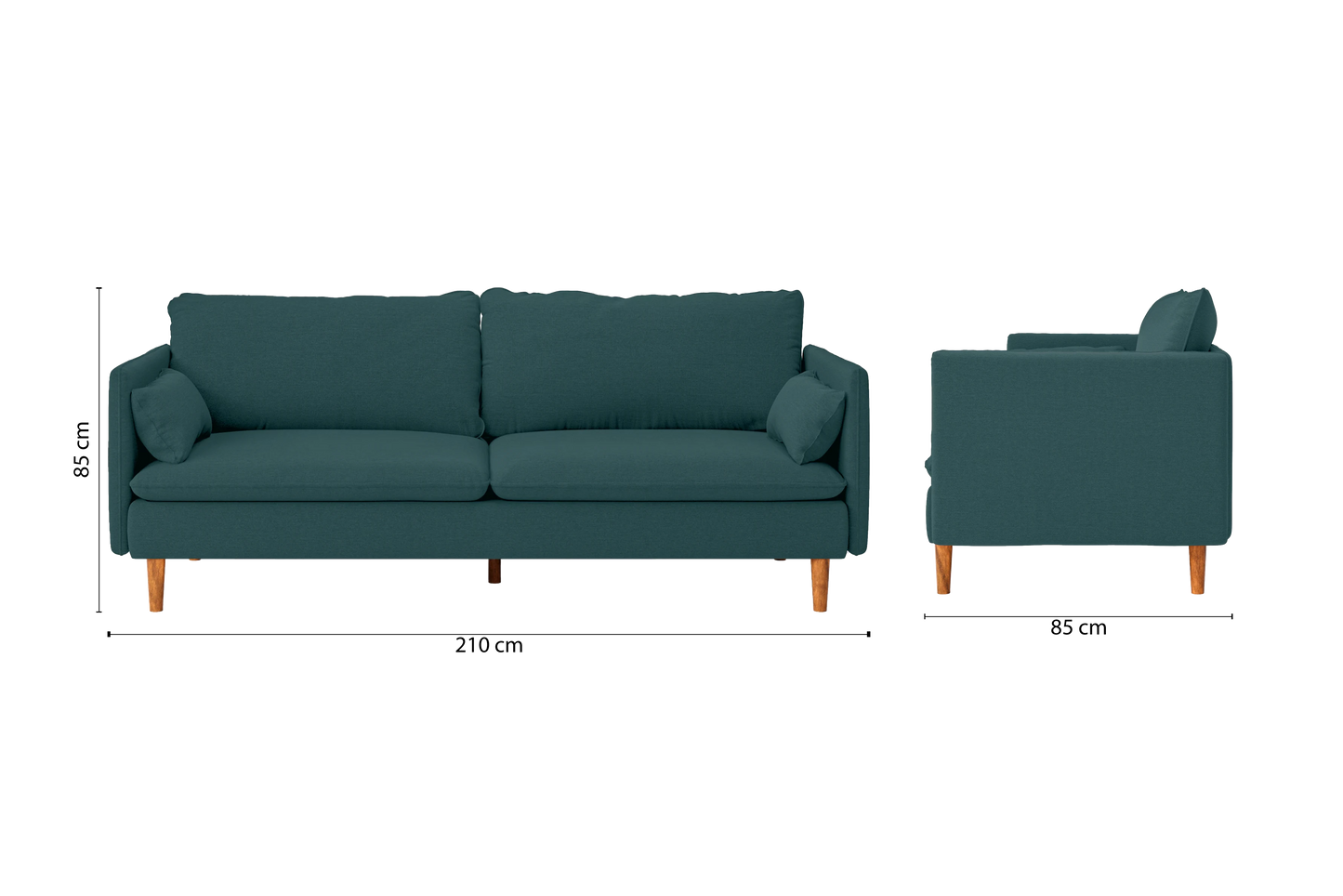 Tirreni 3 Seater Sofa Teal Linen Fabric