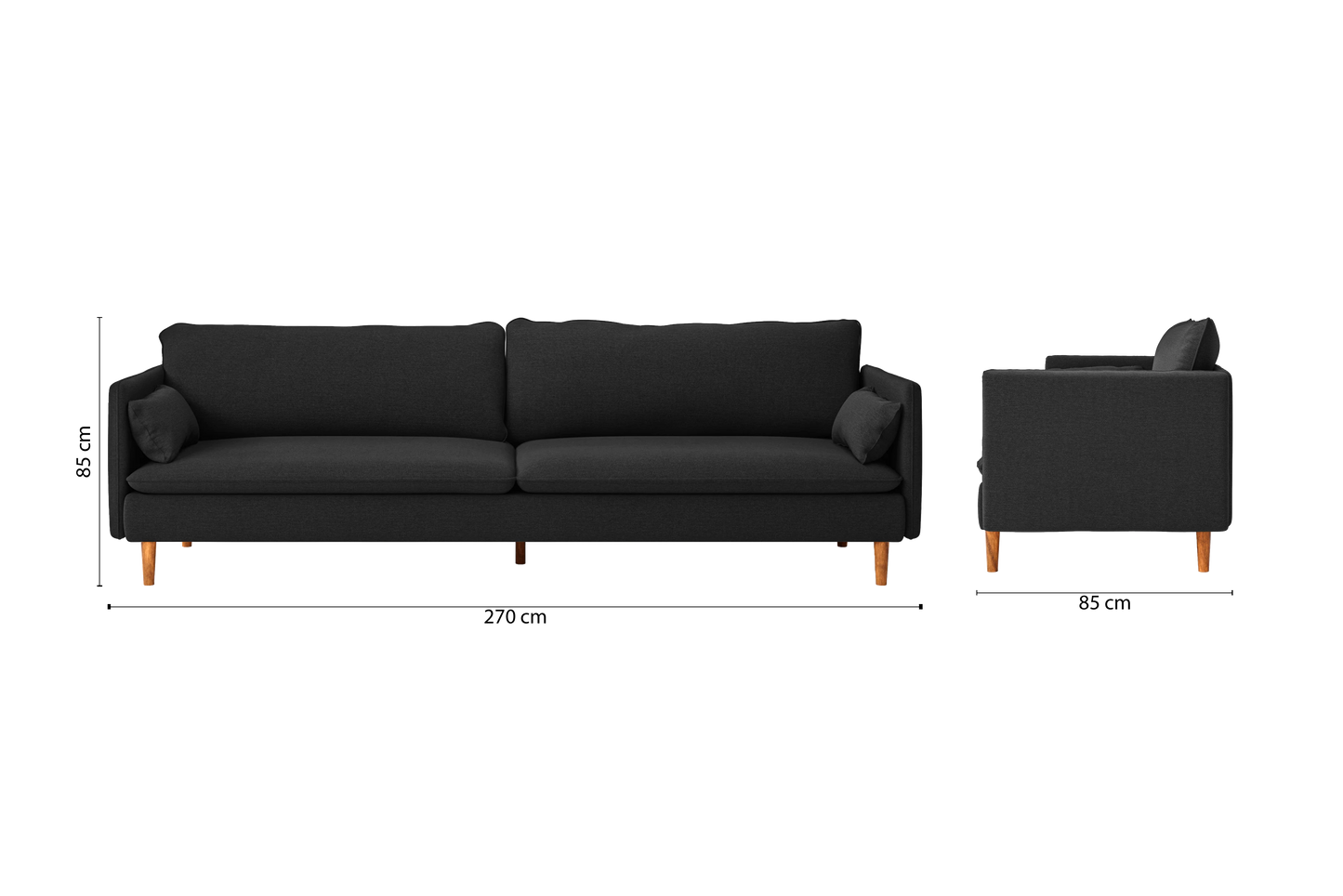 Tirreni 4 Seater Sofa Black Linen Fabric