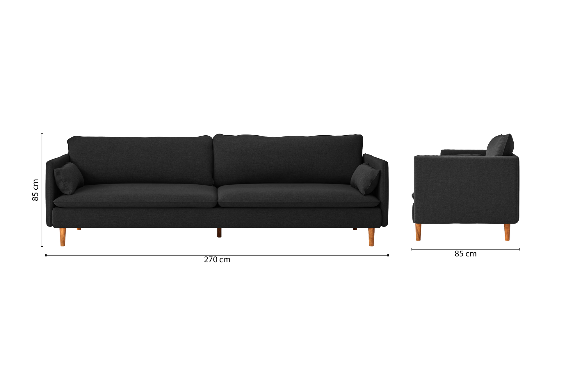 Tirreni 4 Seater Sofa Black Linen Fabric