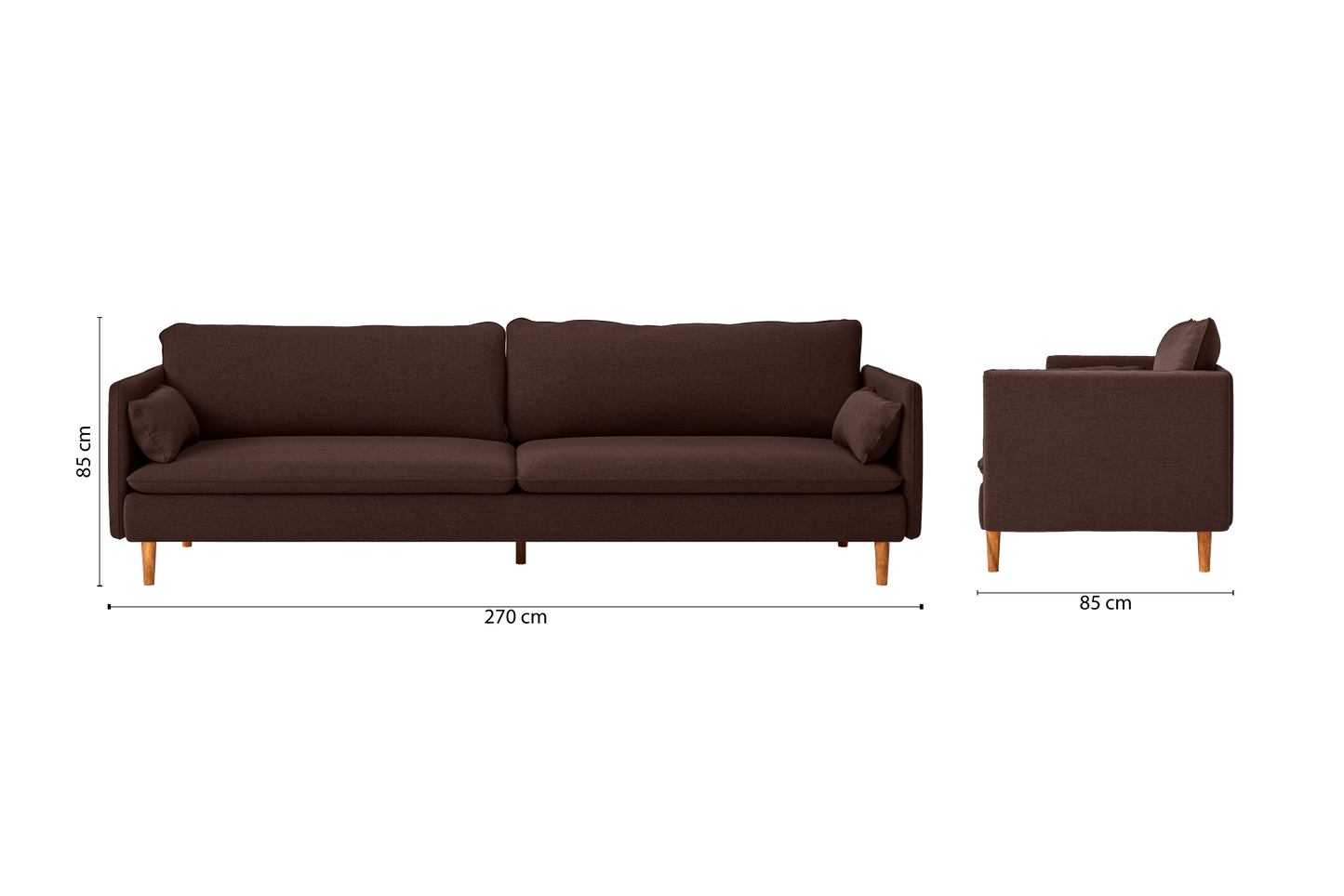 Tirreni 4 Seater Sofa Coffee Brown Linen Fabric