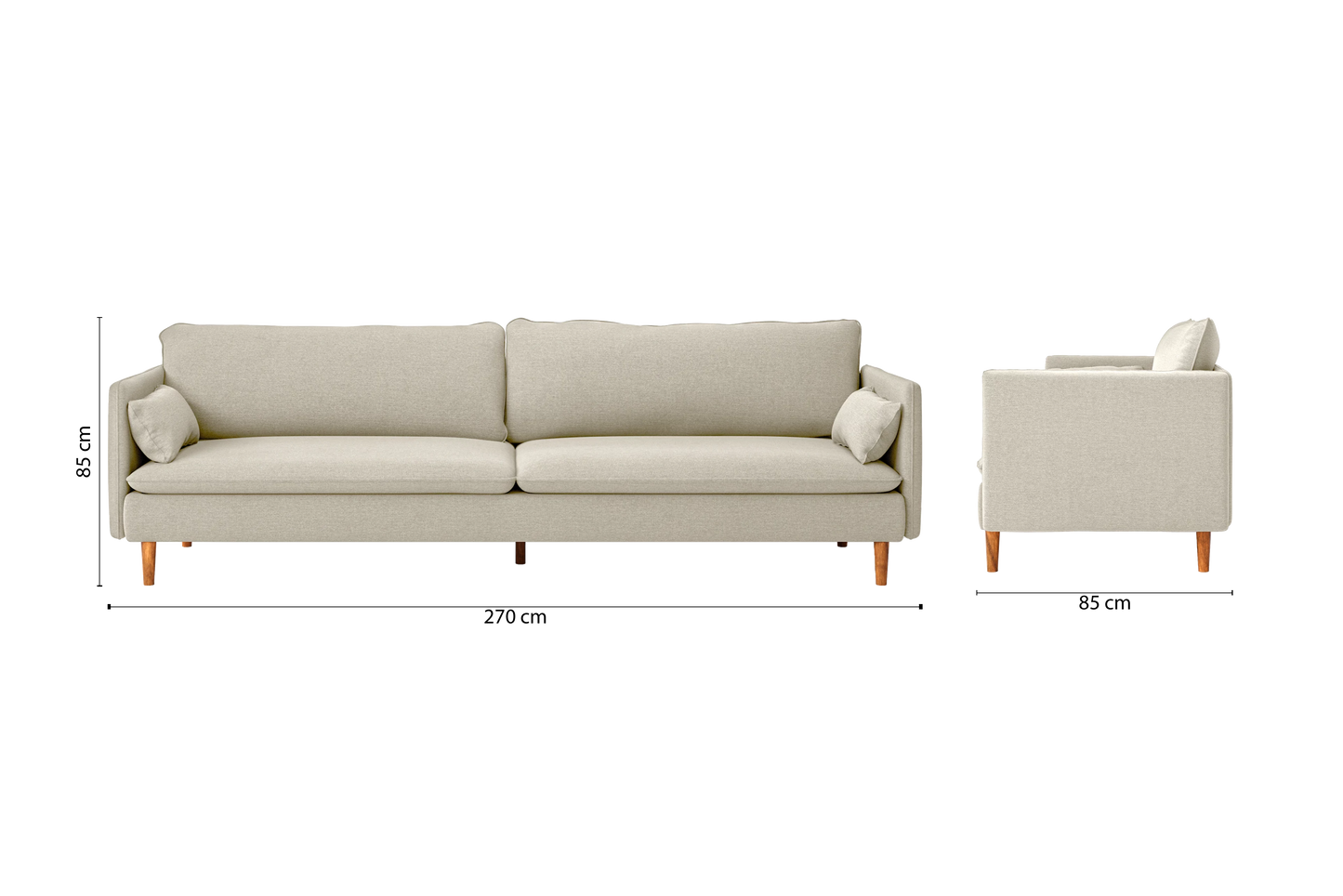 Tirreni 4 Seater Sofa Cream Linen Fabric