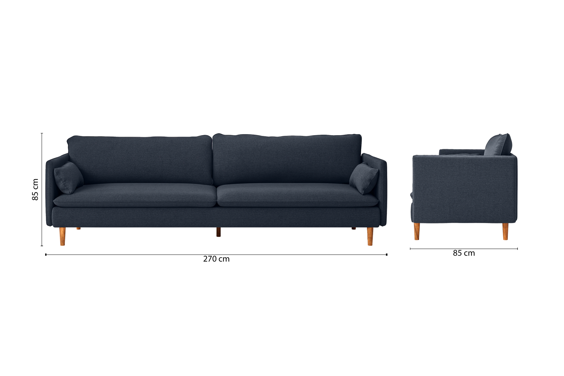 Tirreni 4 Seater Sofa Dark Blue Linen Fabric