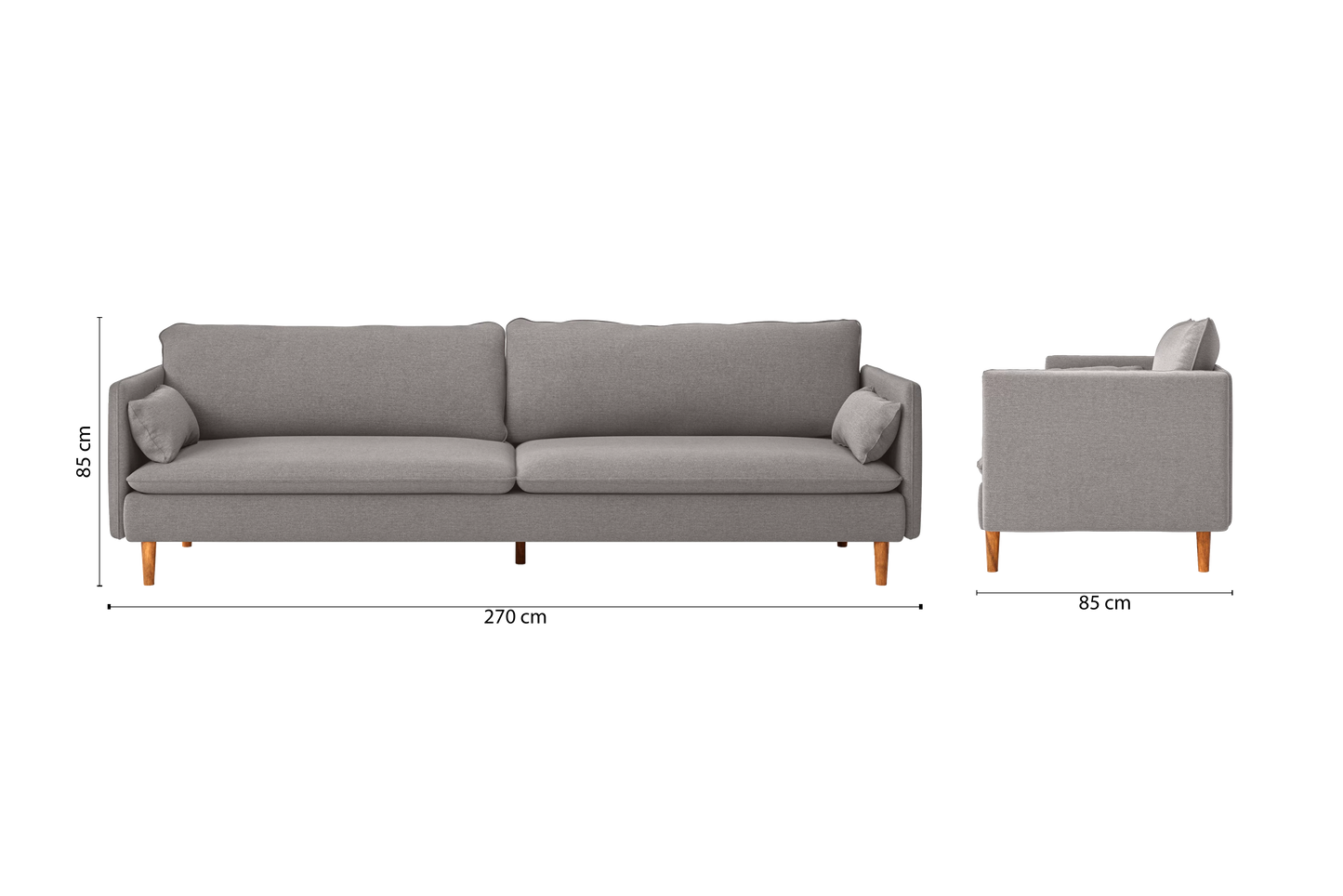 Tirreni 4 Seater Sofa Grey Linen Fabric