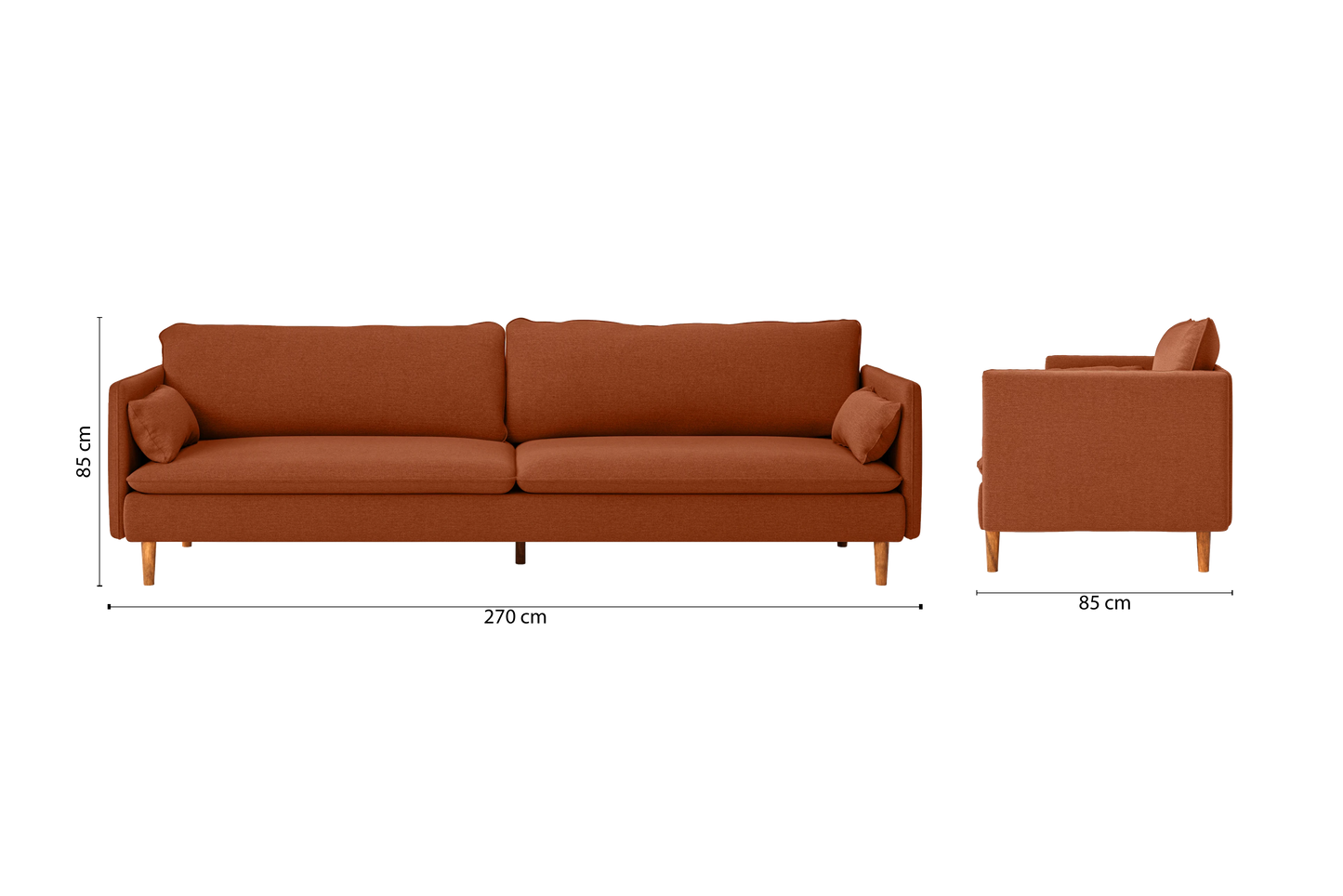 Tirreni 4 Seater Sofa Orange Linen Fabric