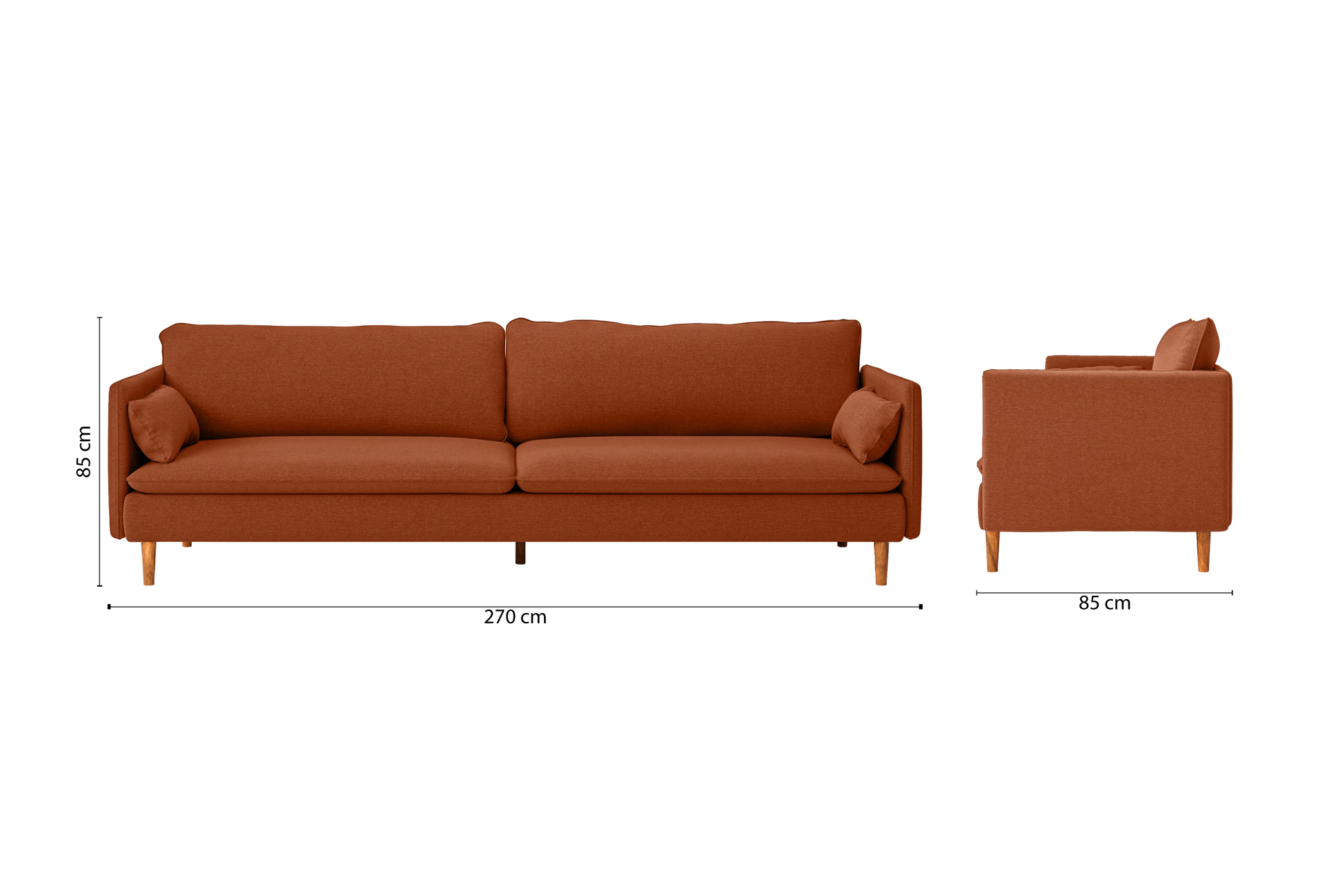 Tirreni 4 Seater Sofa Orange Linen Fabric