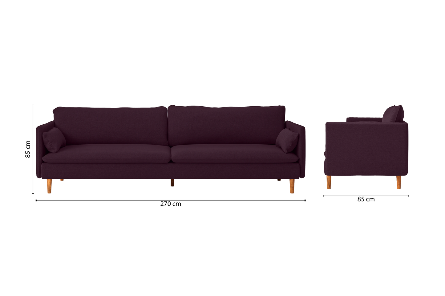 Tirreni 4 Seater Sofa Purple Linen Fabric