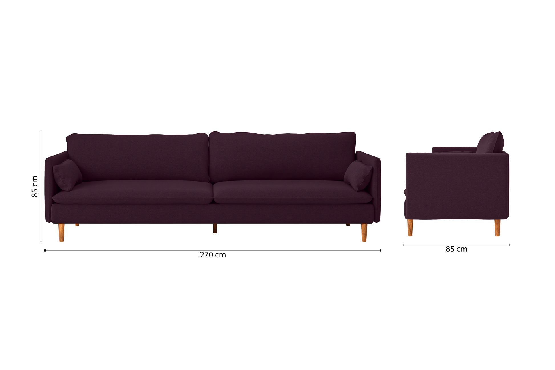 Tirreni 4 Seater Sofa Purple Linen Fabric